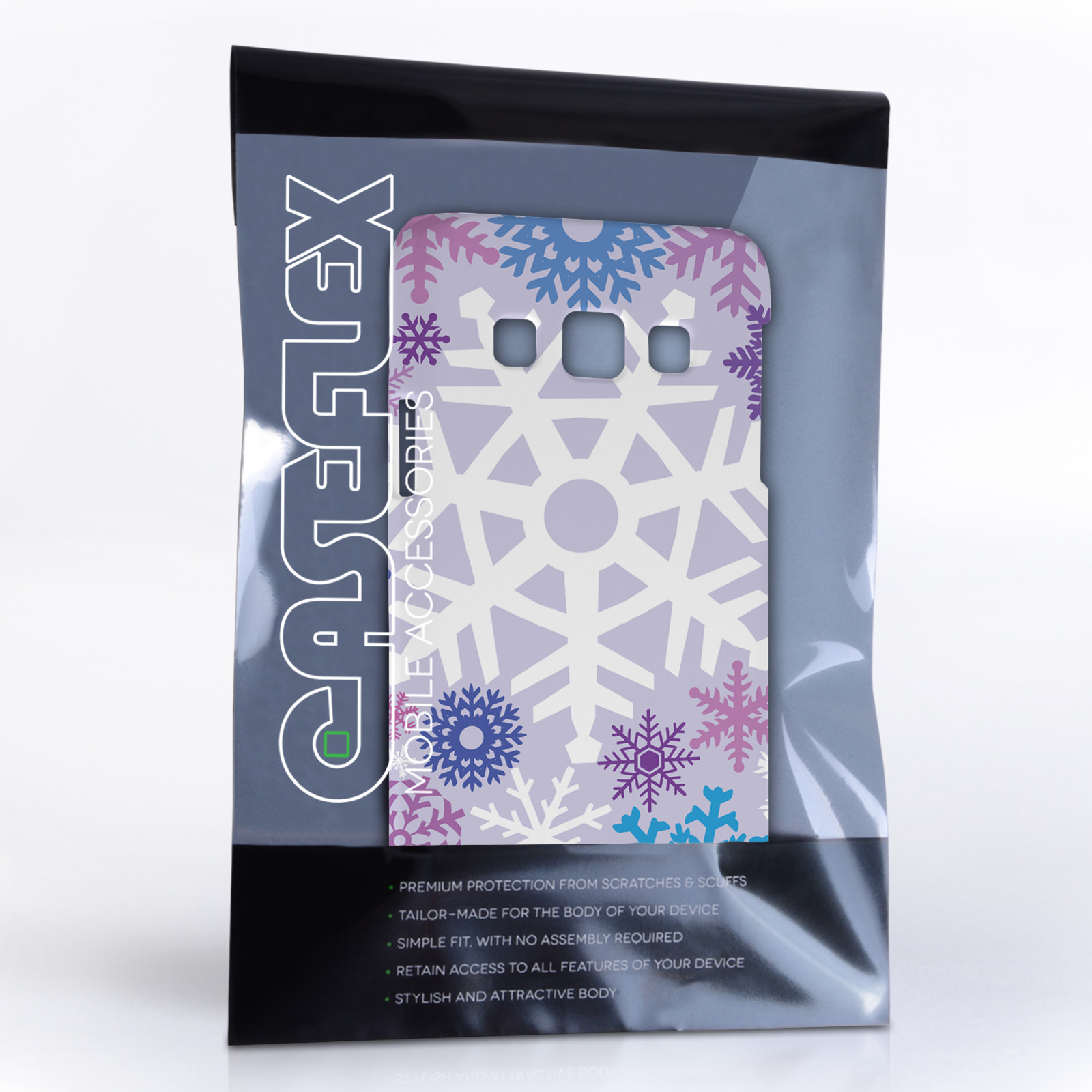 Caseflex Samsung Galaxy A3 Winter Christmas Snowflake Hard Case - Purple / Blue