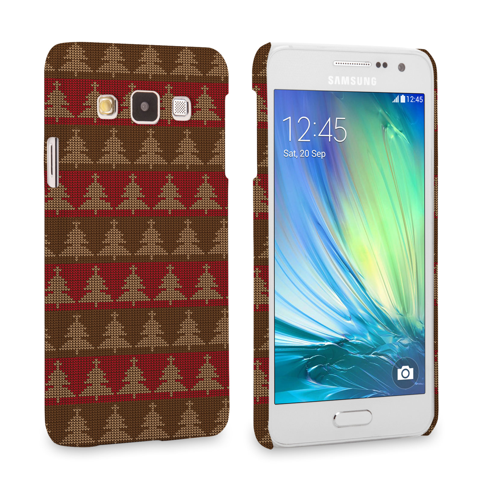 Caseflex Samsung Galaxy A3 Christmas Tree Knit Jumper Hard Case - Brown / Red