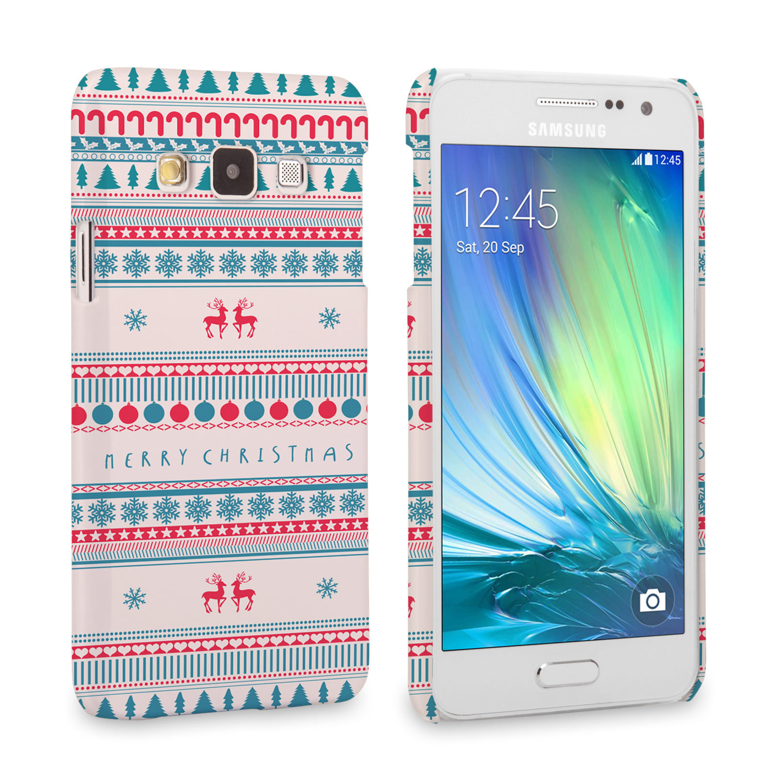Caseflex Samsung Galaxy A3 Merry Christmas Reindeer Snowflake Pattern Hard Case