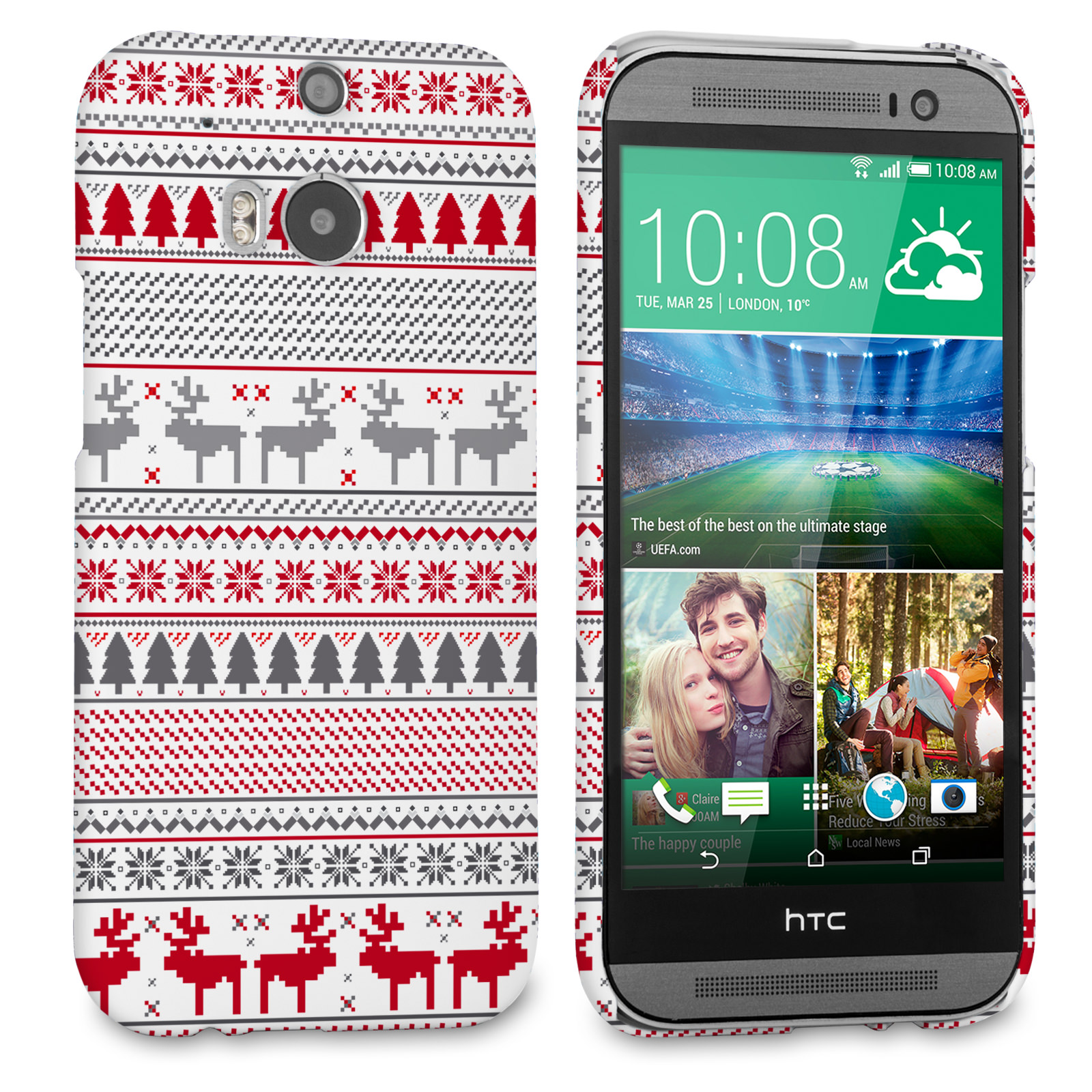 Caseflex HTC One M8 Fairisle Reindeer Christmas Jumper 