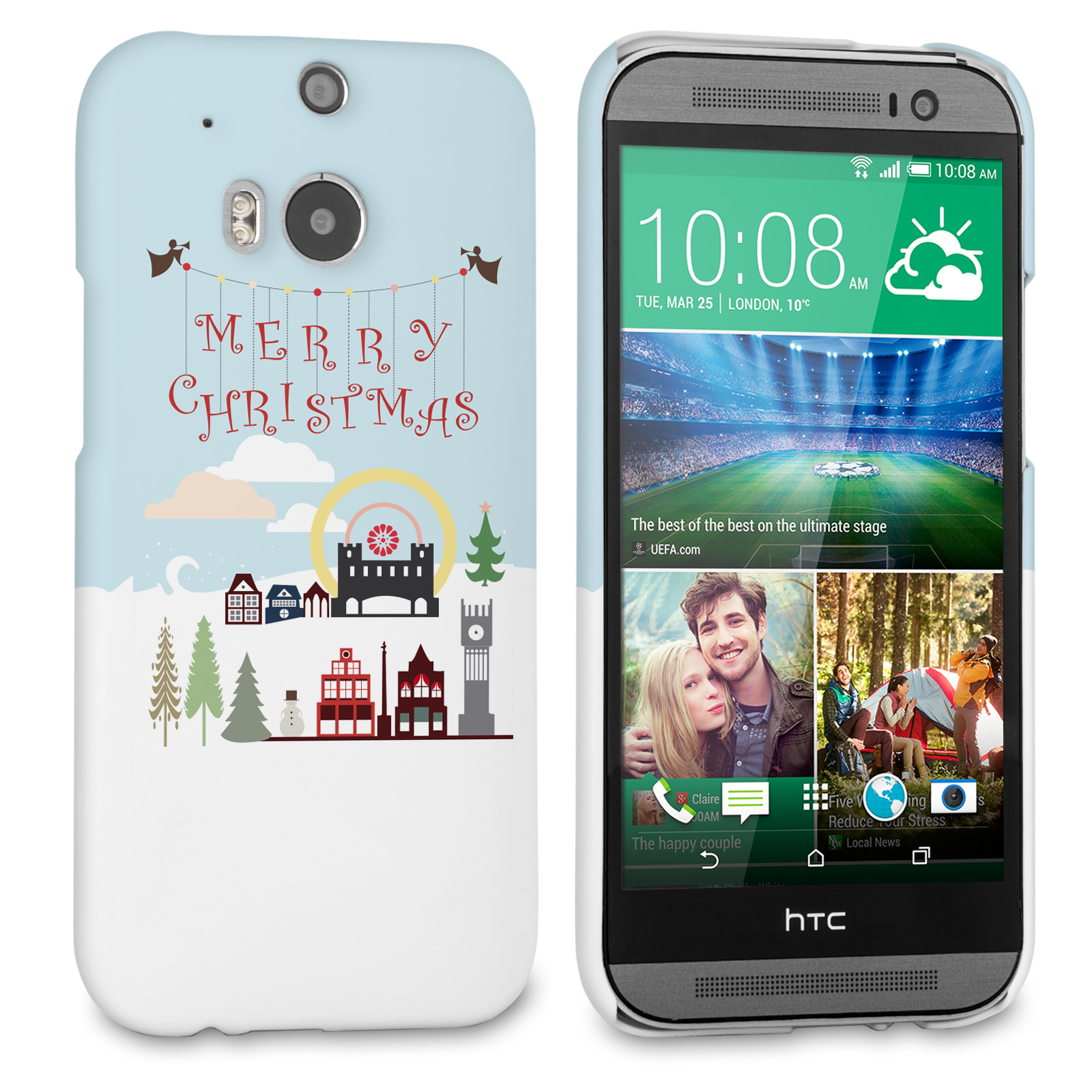 Caseflex HTC One M8  Merry Christmas Pattern Hard Case