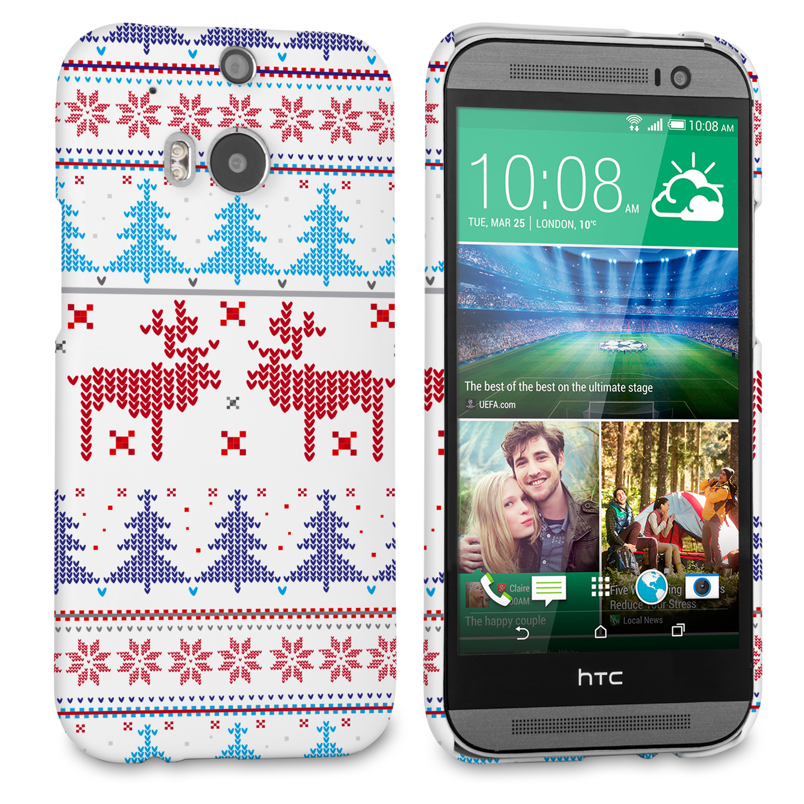 Caseflex HTC One M8 Christmas Heart Reindeer Tree Jumper Hard Case