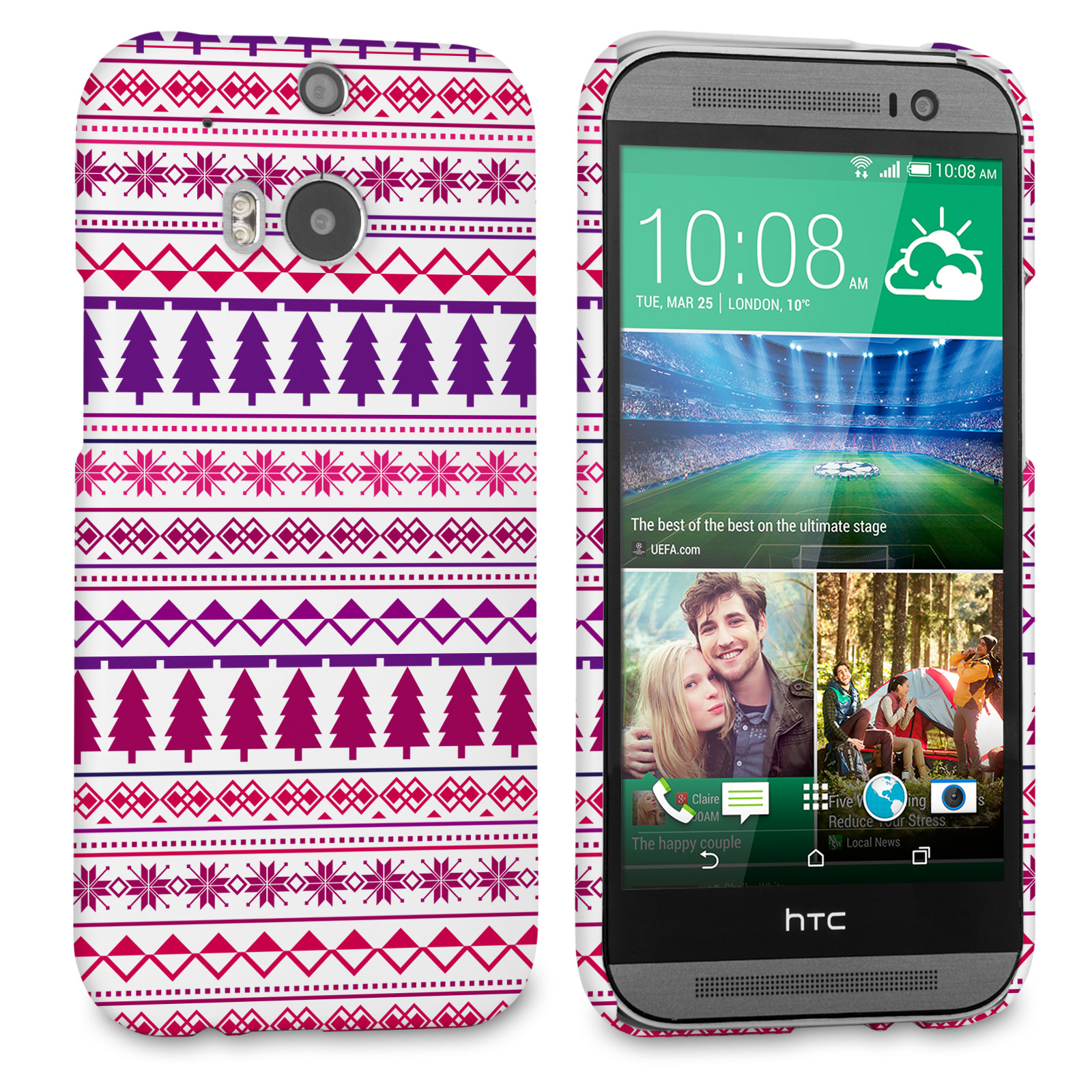 Caseflex HTC One M8 Christmas Tree Hard Case - Pink / Purple
