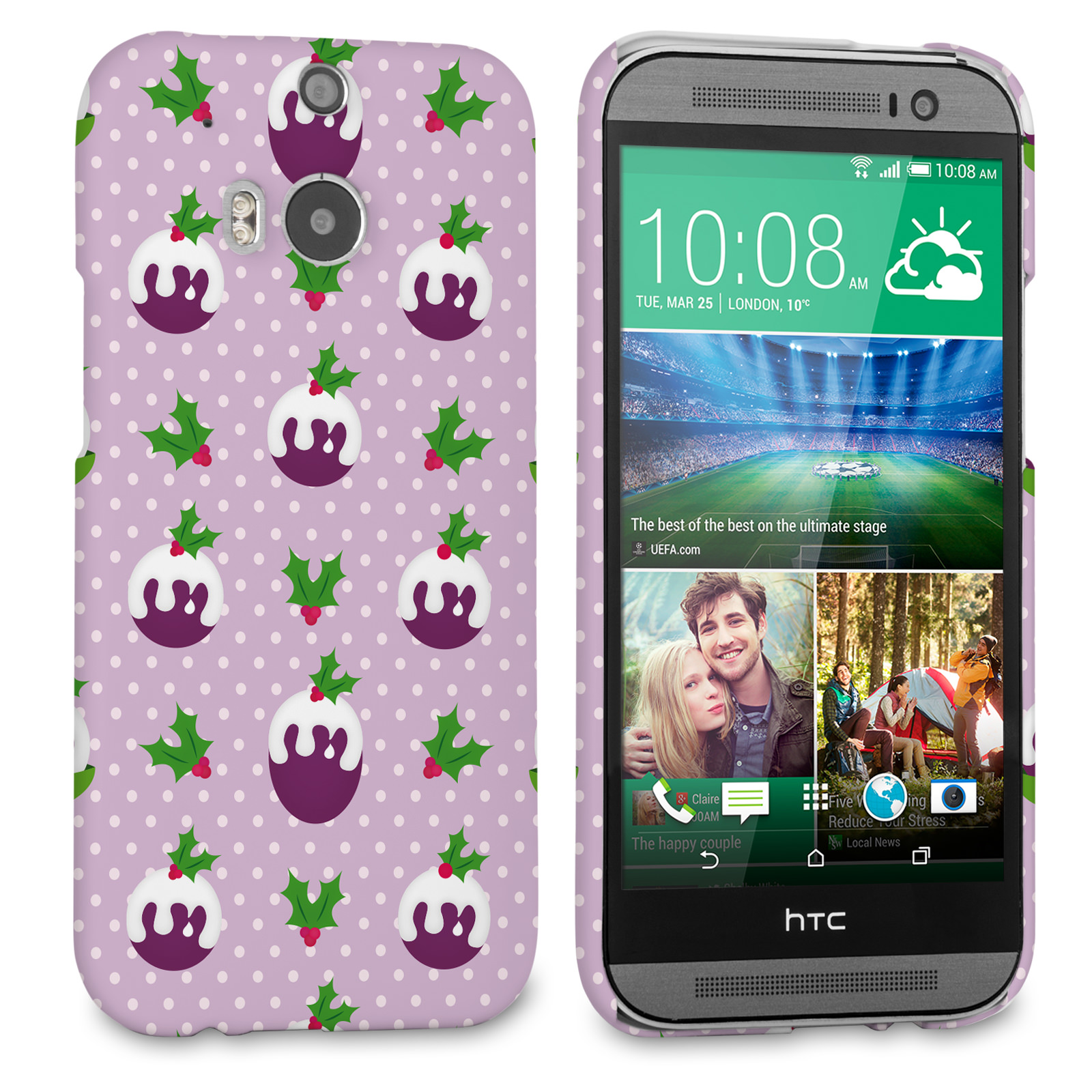Caseflex HTC One M8 Christmas Pudding Hard Case - Purple