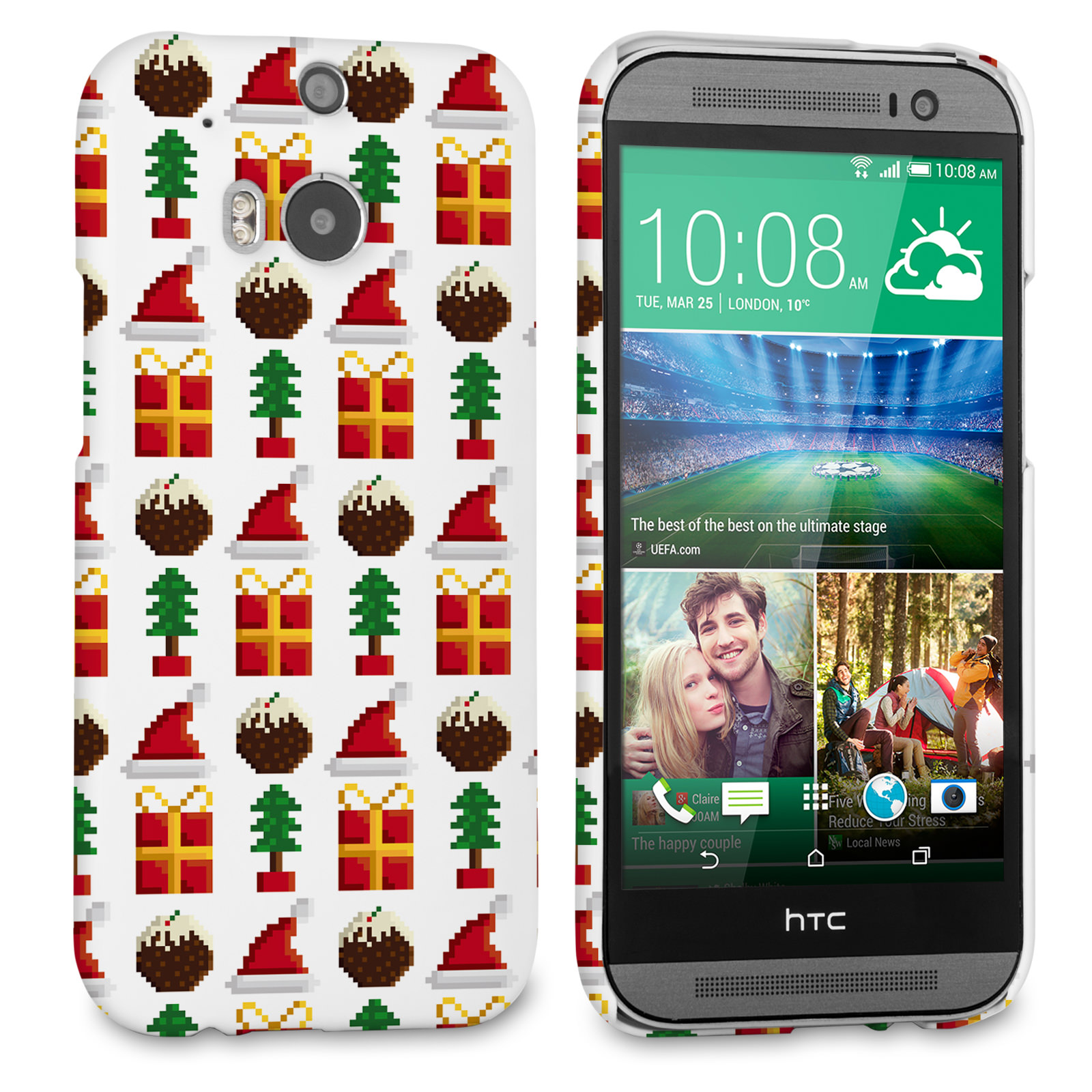 Caseflex HTC One M8 Retro Game Christmas Presents & Pudding Hard Case
