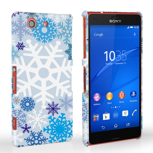 Caseflex Sony Xperia Z3 Compact Winter Christmas Snowflake Hard Case - White / Blue