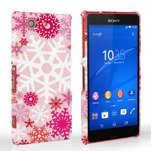 Caseflex Sony Xperia Z3 Compact Winter Christmas Snowflake Hard Case - Red / Pink
