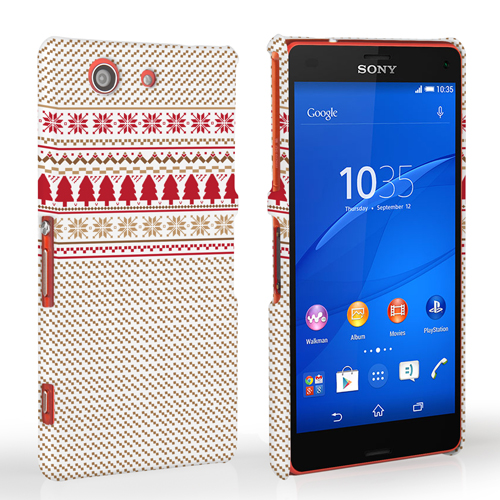 Caseflex Sony Xperia Z3 Compact Christmas Knitted Snowflake Jumper Hard Case - Brown / Red / White