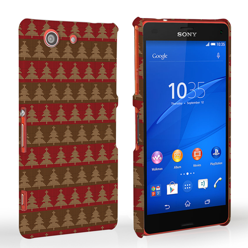 Caseflex Sony Xperia Z3 Compact Christmas Tree Knit Jumper Hard Case - Brown / Red