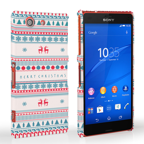 Caseflex Sony Xperia Z3 Compact Merry Christmas Reindeer Snowflake Pattern Hard Case