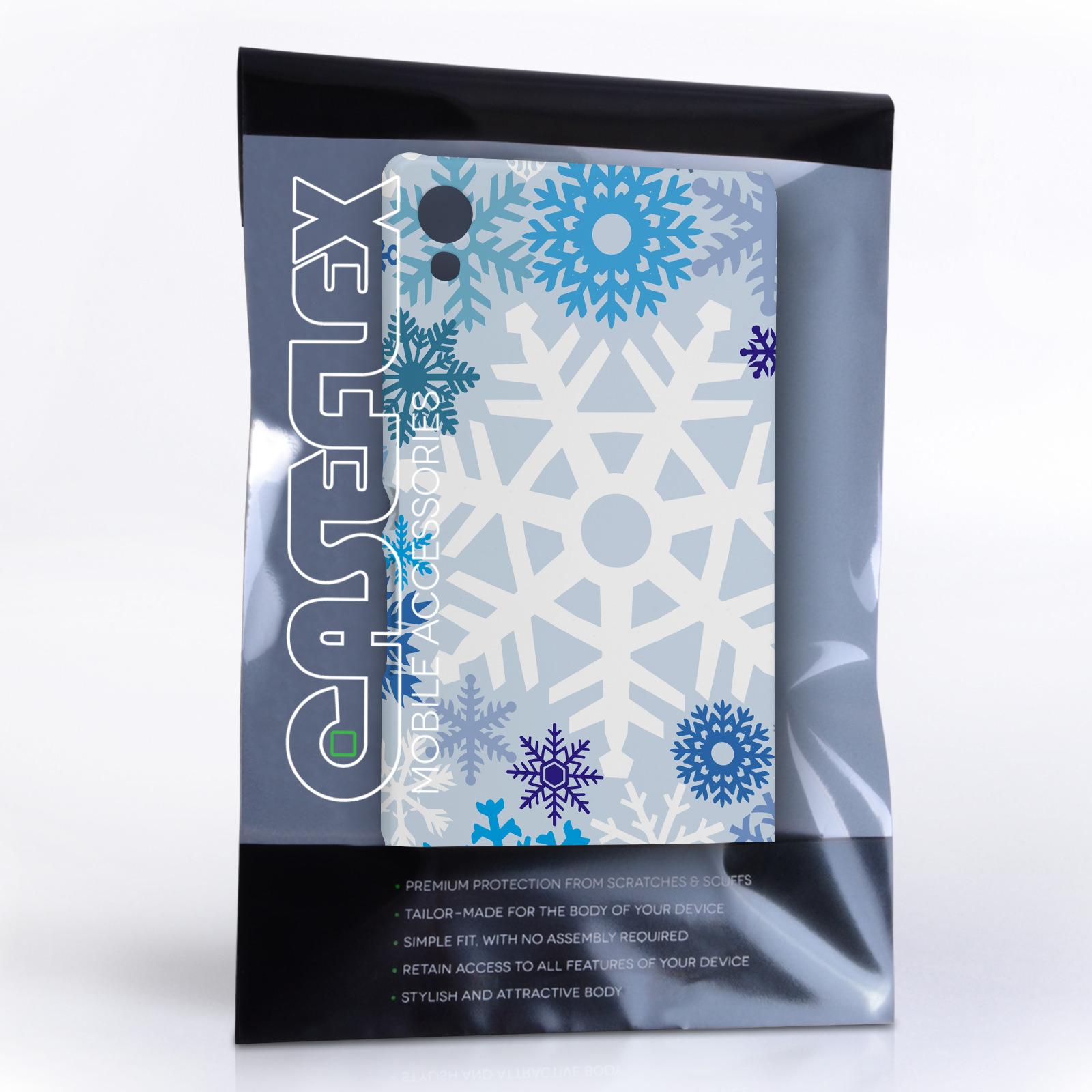 Caseflex Sony Xperia Z3+ Winter Christmas Snowflake Hard Case - White / Blue