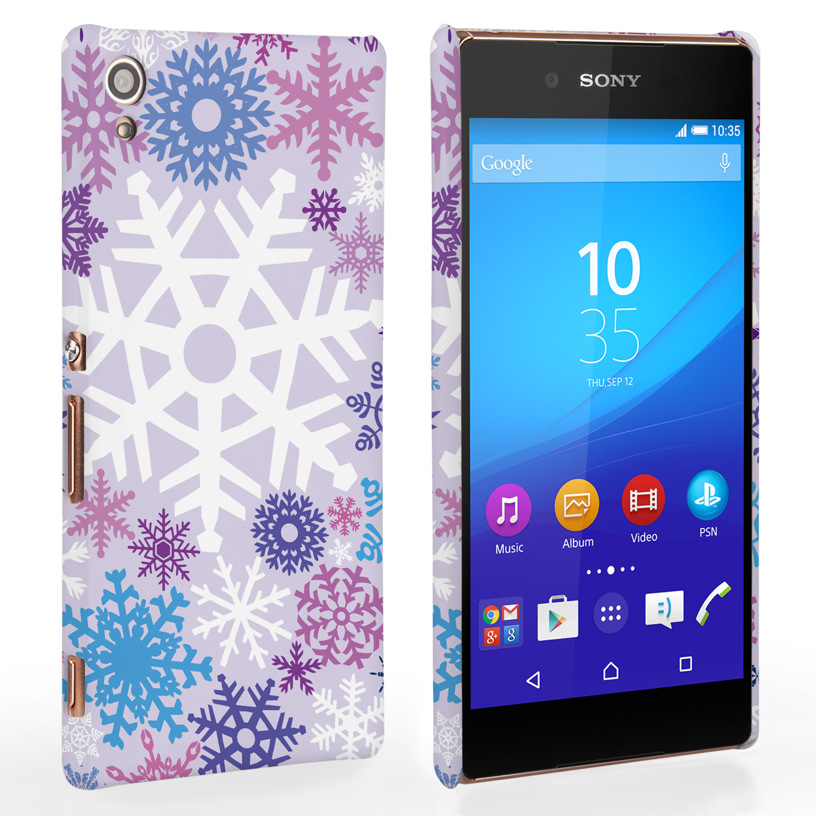 Caseflex Sony Xperia Z3+ Winter Christmas Snowflake Hard Case - Purple / Blue