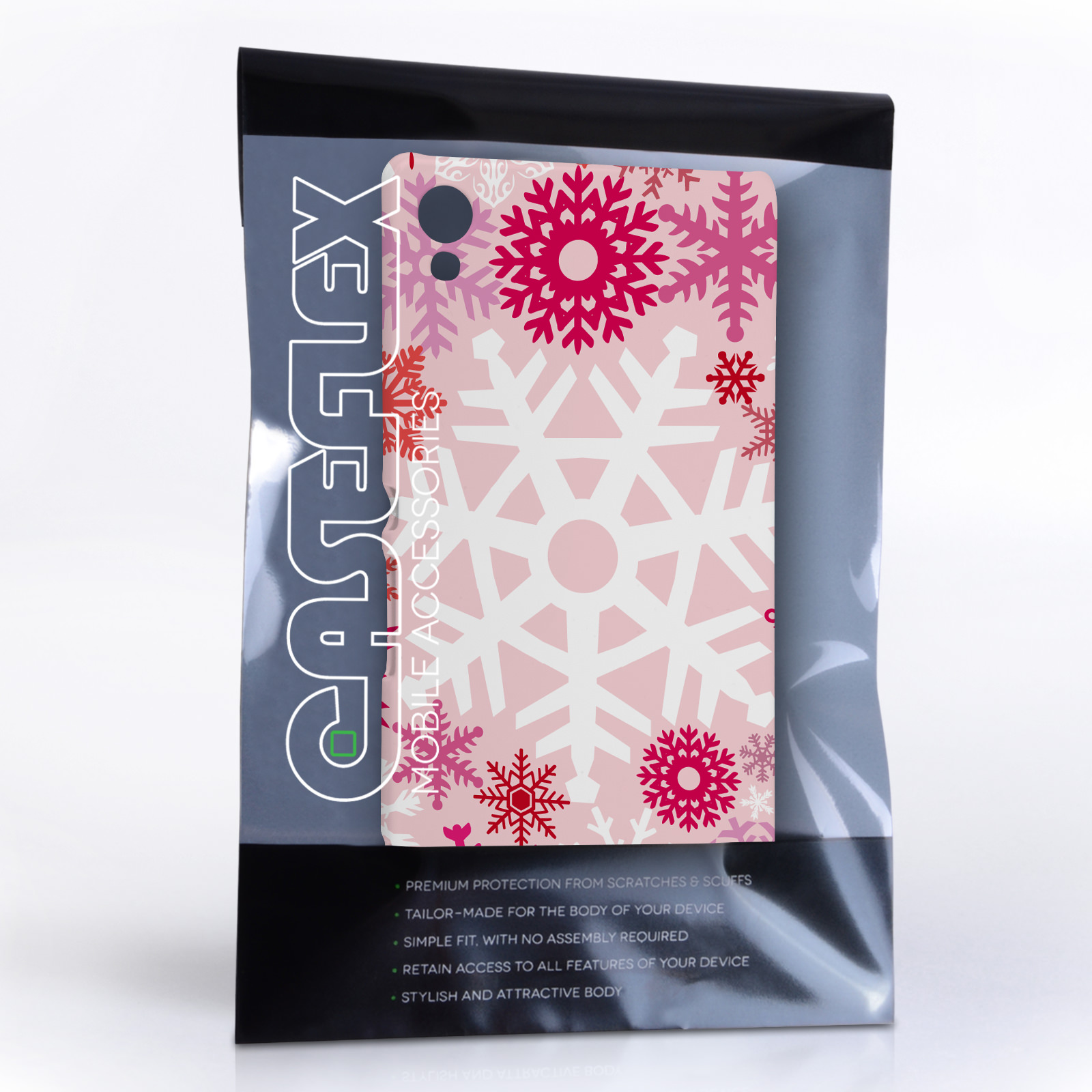 Caseflex Sony Xperia Z3+ Winter Christmas Snowflake Hard Case - Red / Pink