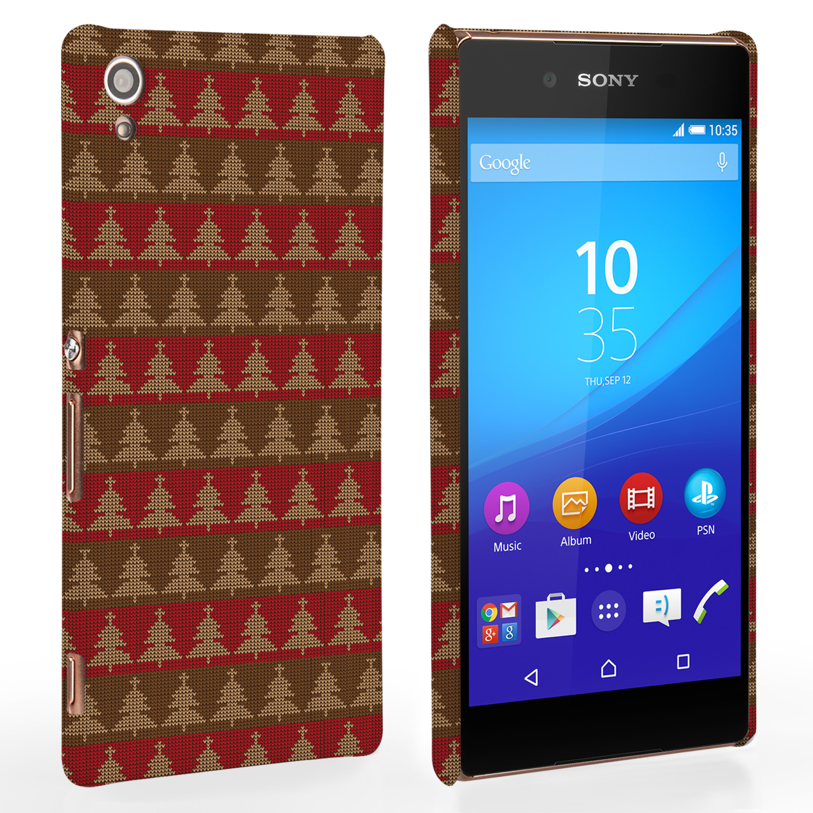 Caseflex Sony Xperia Z3+ Christmas Tree Knit Jumper Hard Case - Brown / Red