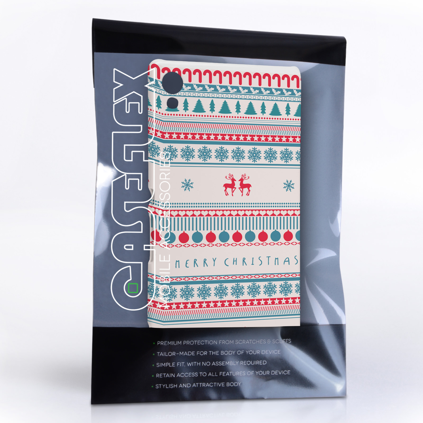 Caseflex Sony Xperia Z3+ Merry Christmas Reindeer Snowflake Pattern Hard Case