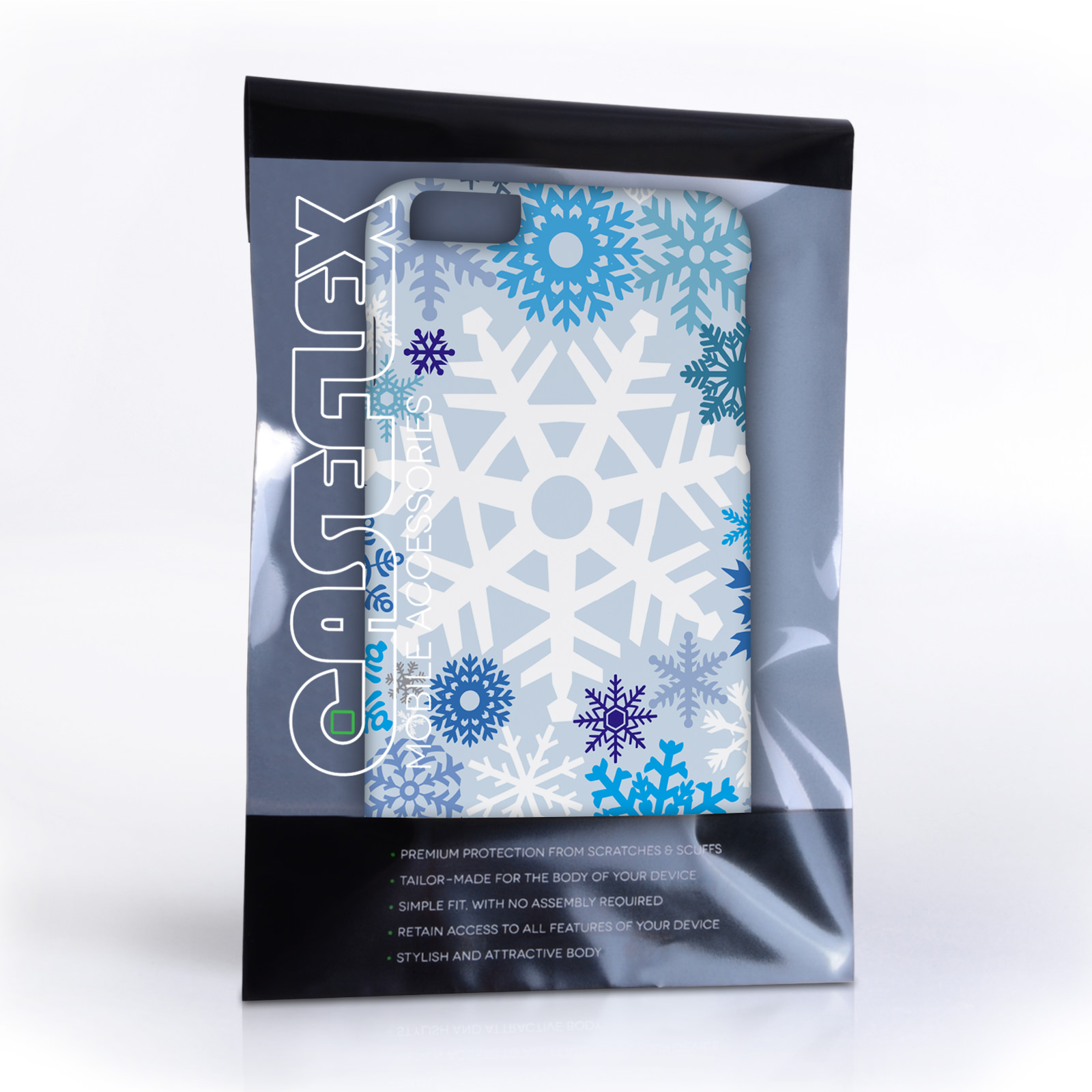 Caseflex iPhone 6 Plus and 6s Plus Winter Christmas Snowflake Hard Case - White / Blue