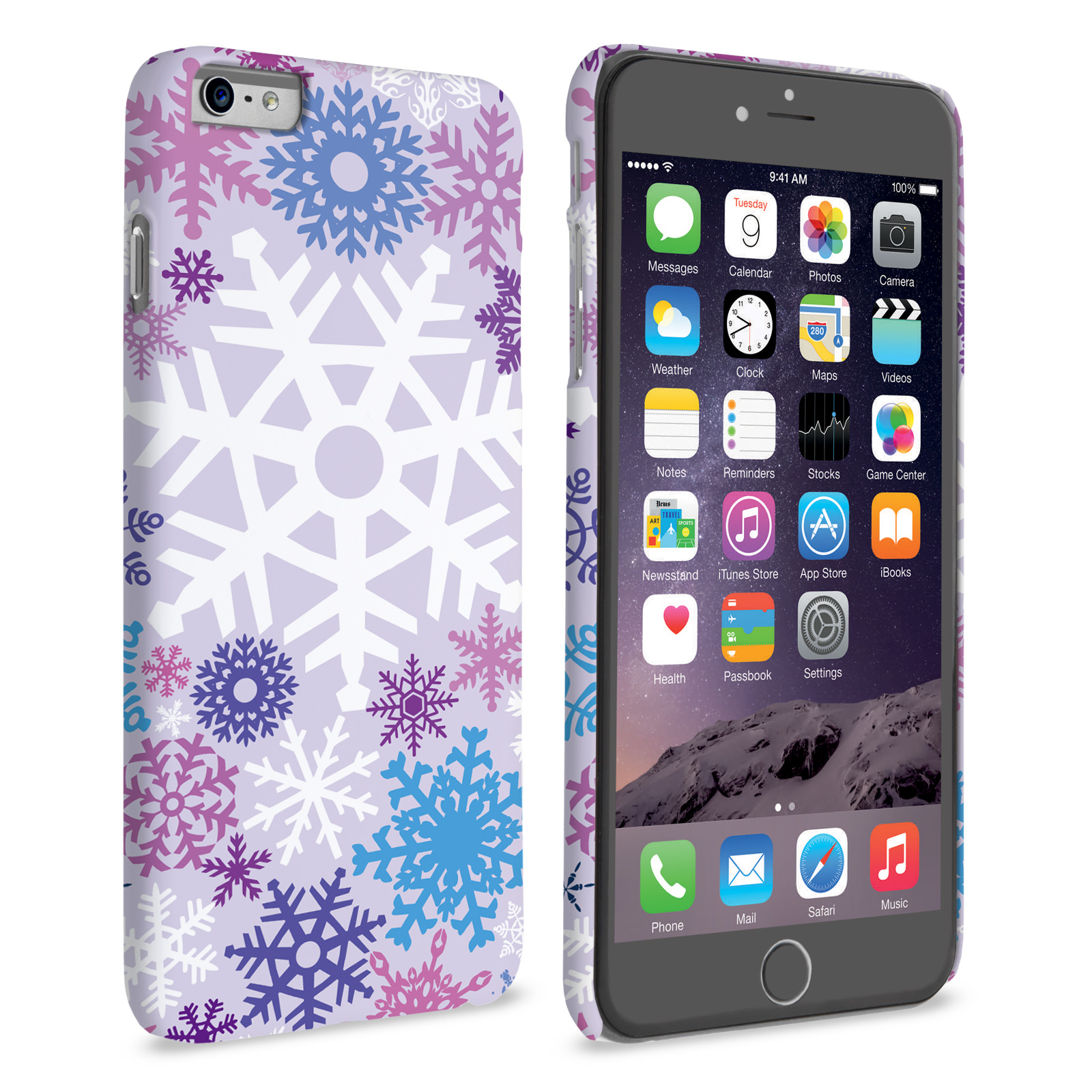 Caseflex iPhone 6 Plus and 6s Plus Winter Christmas Snowflake Hard Case - Purple / Blue