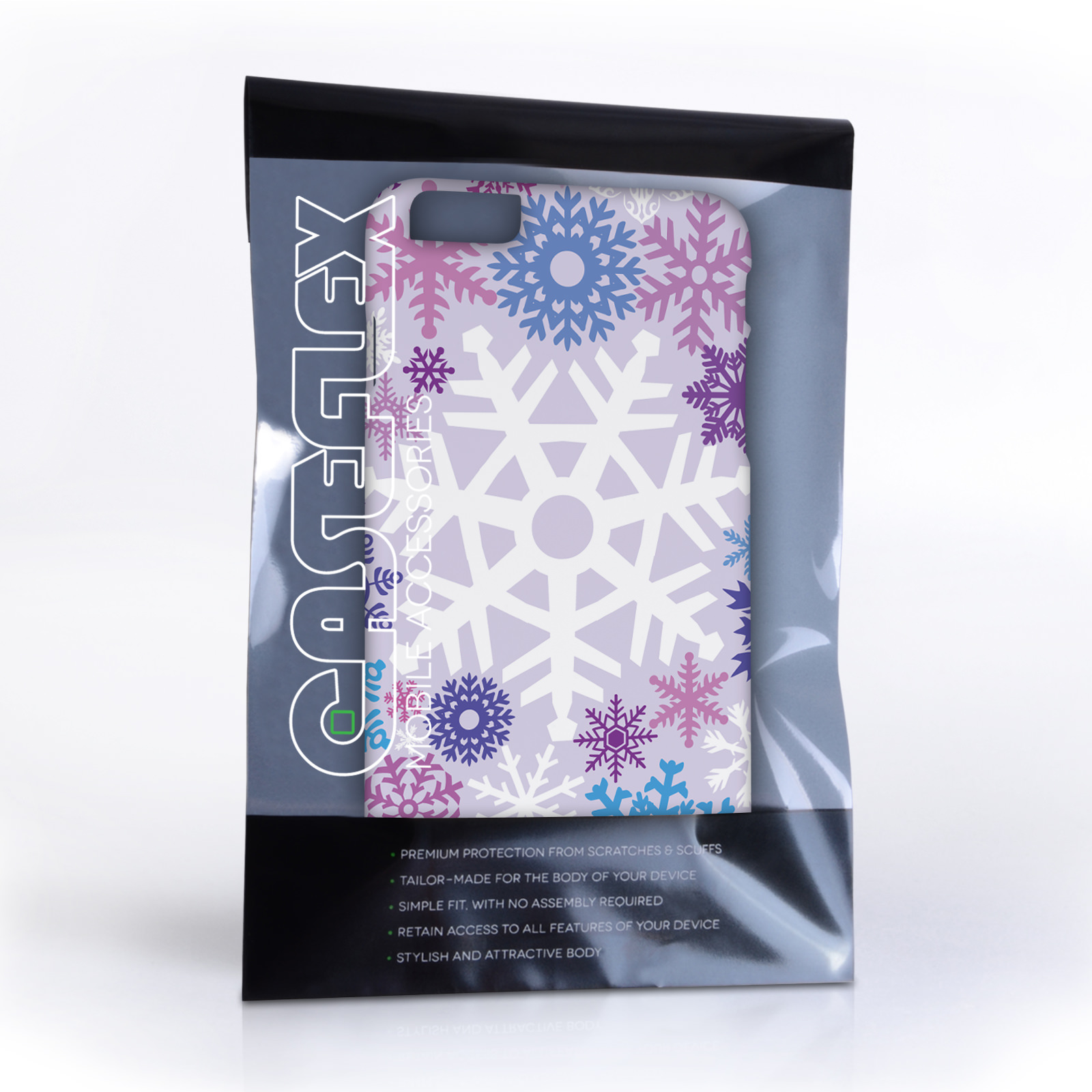 Caseflex iPhone 6 Plus and 6s Plus Winter Christmas Snowflake Hard Case - Purple / Blue