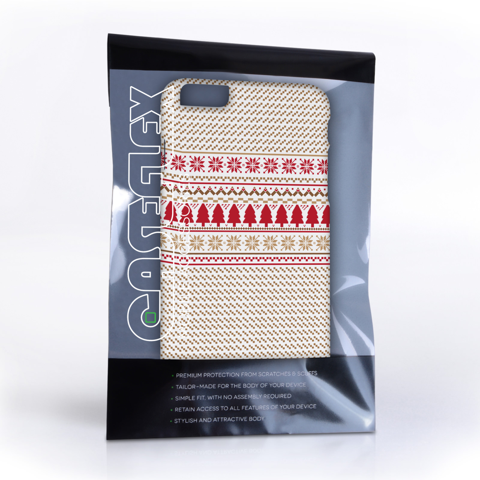 Caseflex iPhone 6 Plus and 6s Plus Christmas Knitted Snowflake Jumper Hard Case - Brown / Red / White
