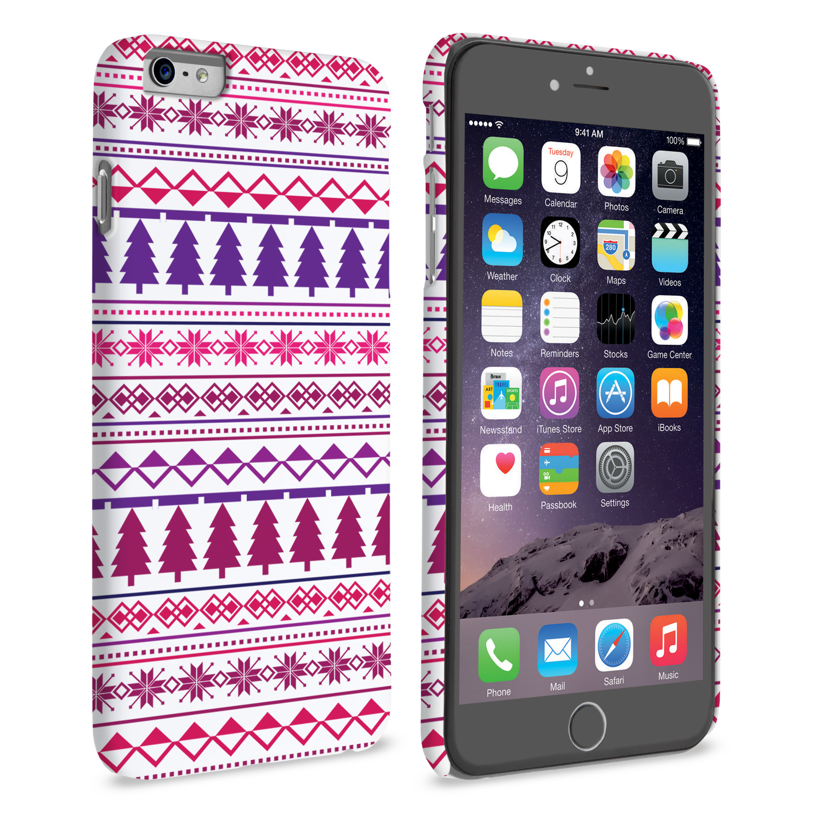 Caseflex iPhone 6 Plus and 6s Plus Christmas Tree Hard Case - Pink / Purple