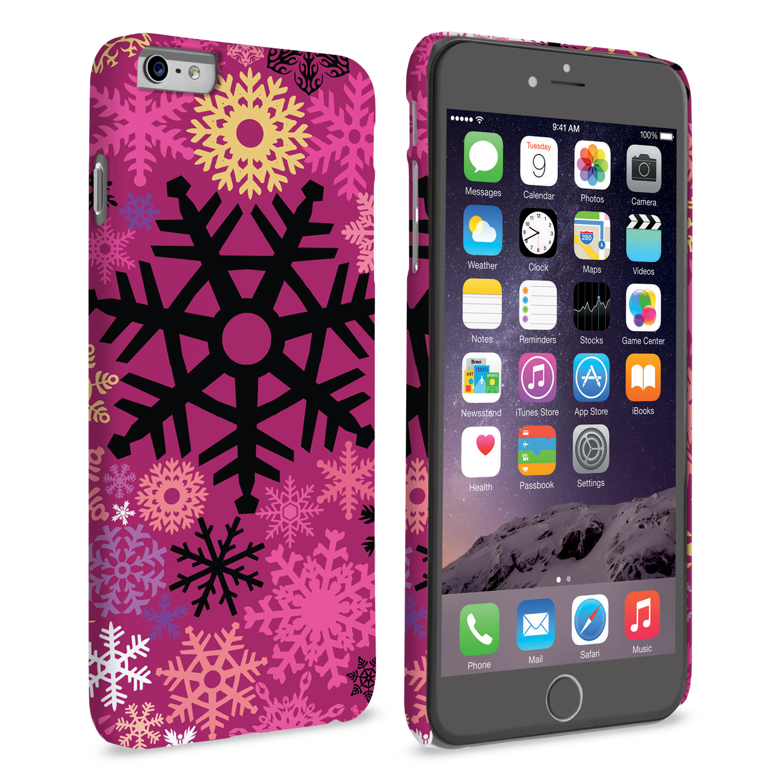 Caseflex iPhone 6 Plus and 6s Plus Christmas Winter Snowflake Hard Case - Burgundy