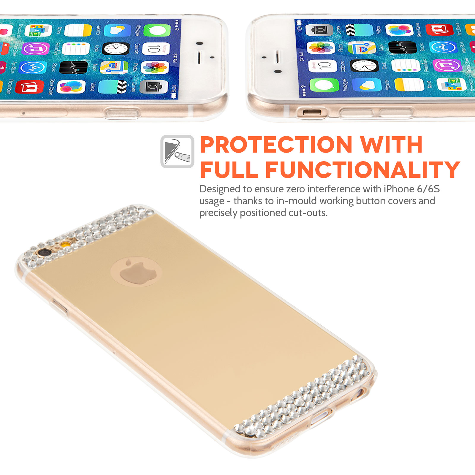 Yousave Accessories iPhone 6 and 6s Mirror Diamond Case - Champagne Gold
