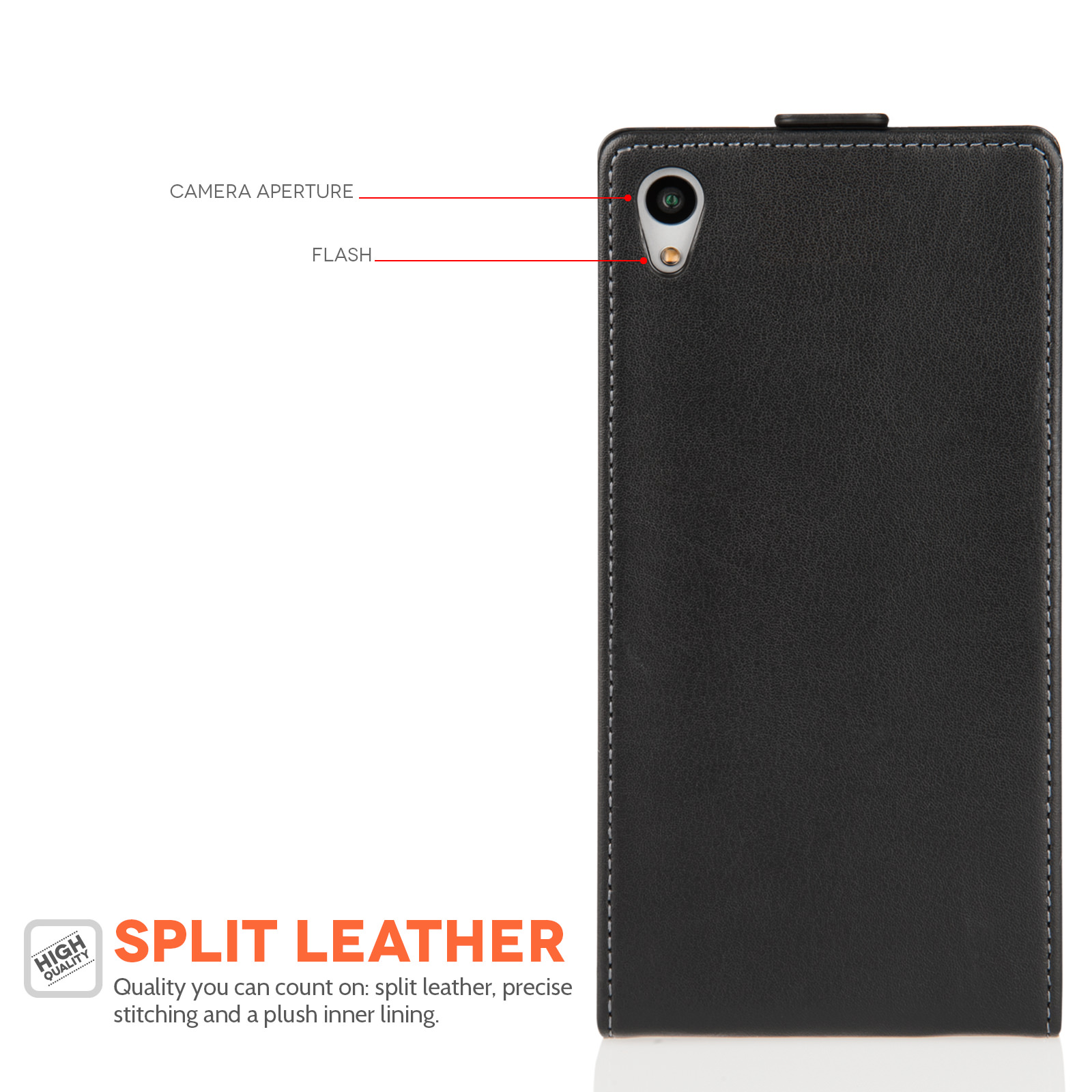 Caseflex Sony Xperia Z5 Real Leather Flip Case - Black
