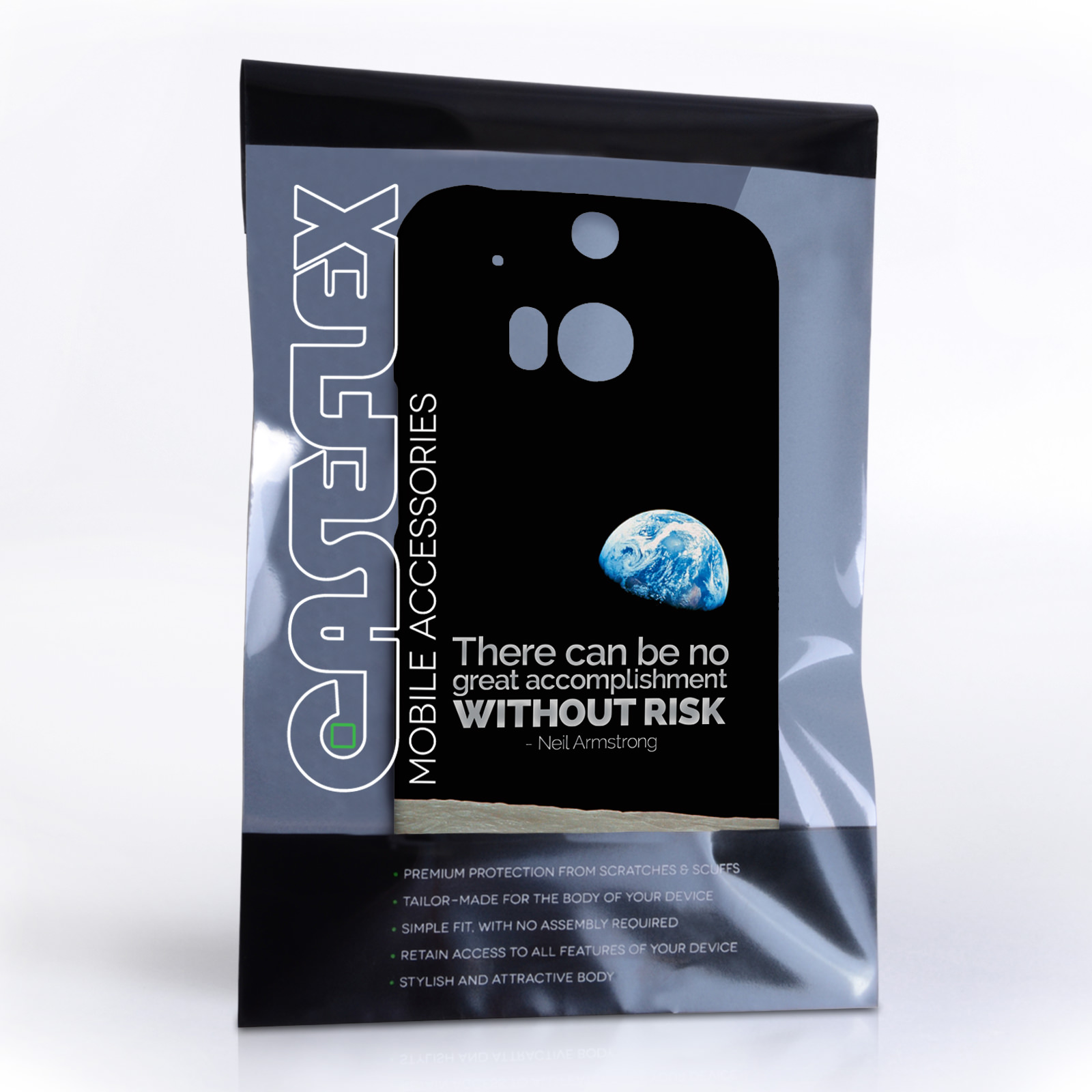 Caseflex HTC One M8 Neil Armstrong Quote Case