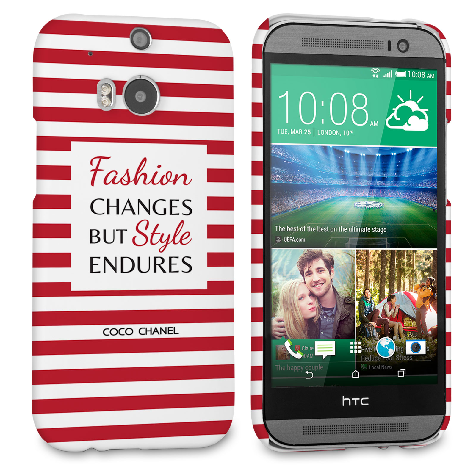 Caseflex HTC One M8 Chanel ‘Fashion Changes’ Quote Case – Red and White