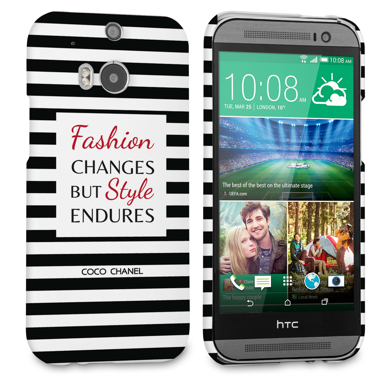 Caseflex HTC One M8 Chanel ‘Fashion Changes’ Quote Case – Black and White