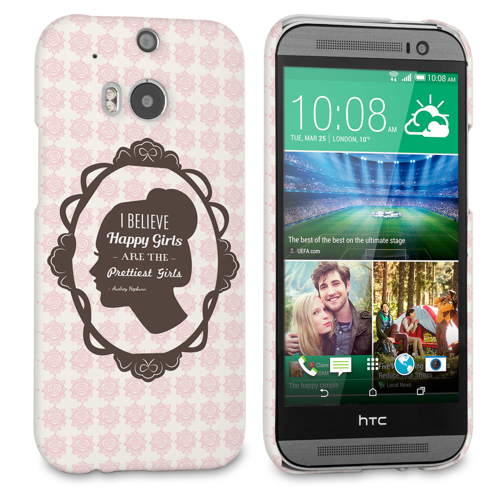 Caseflex HTC One M8 Audrey Hepburn ‘Happy Girls’ Quote Case