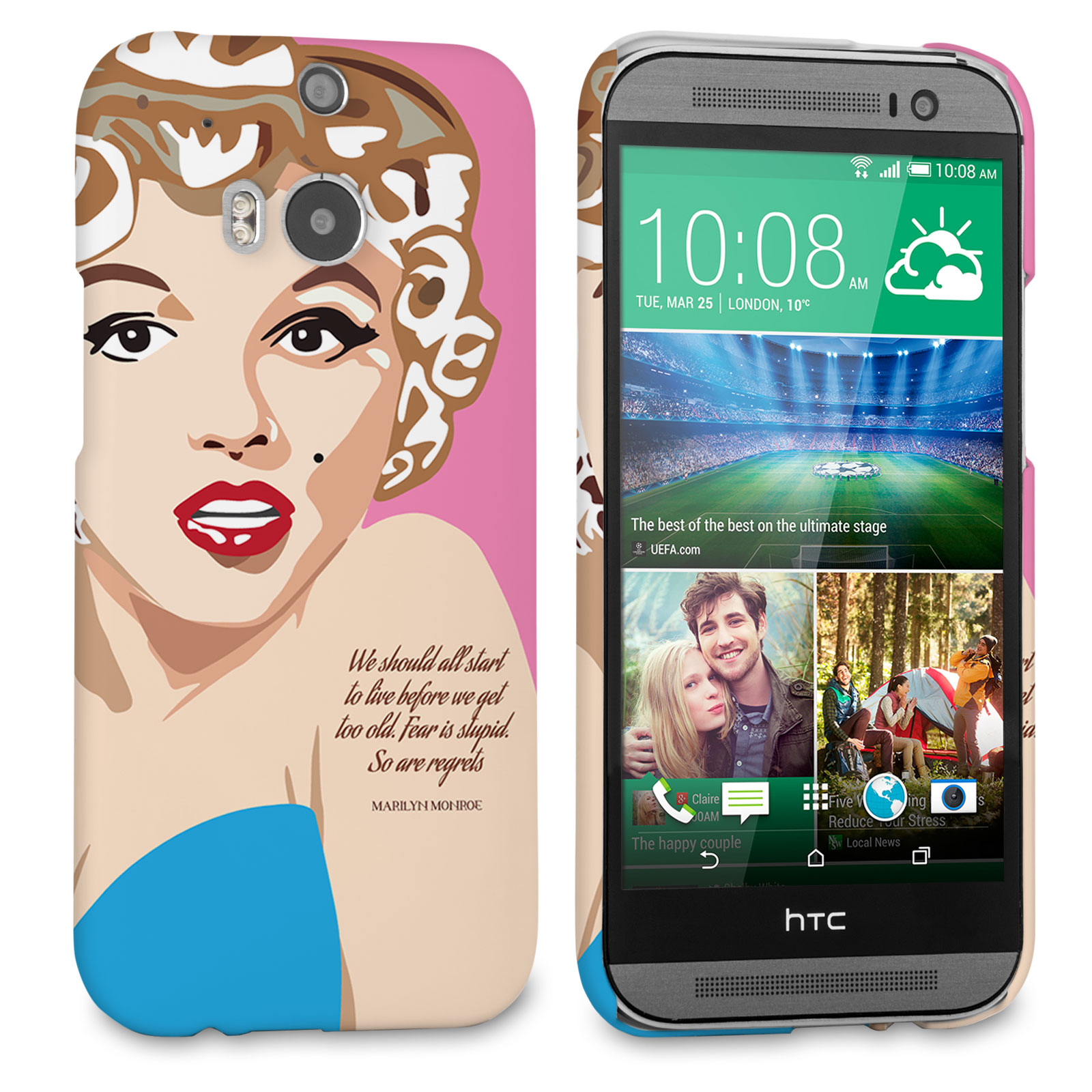 Caseflex HTC One M8 Marilyn Monroe ‘Fear is Stupid’ Quote Case