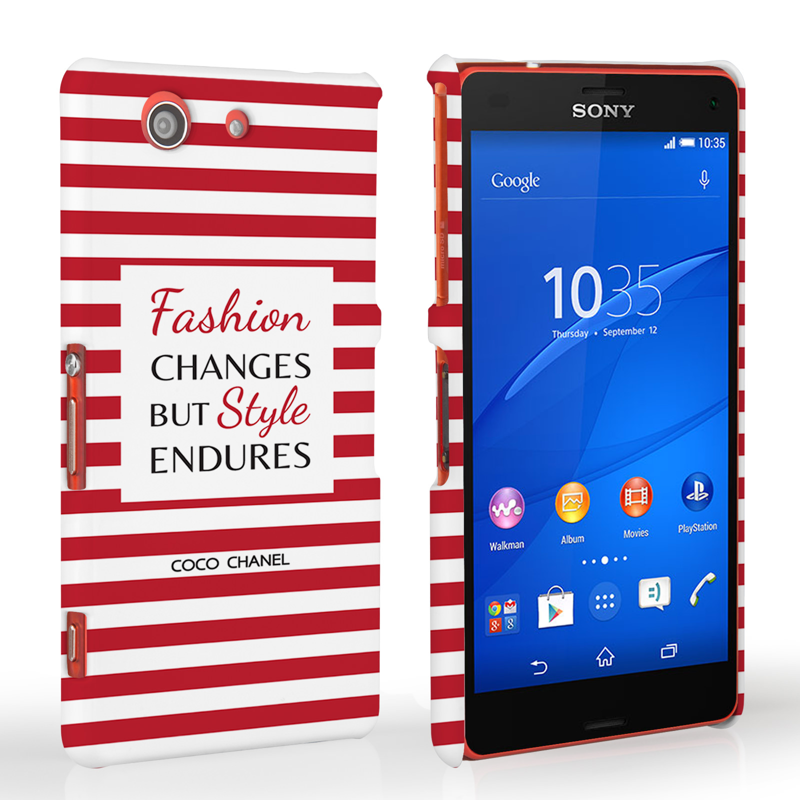 Caseflex Sony Xperia Z3 Compact Chanel ‘Fashion Changes’ Quote Case – Red and White