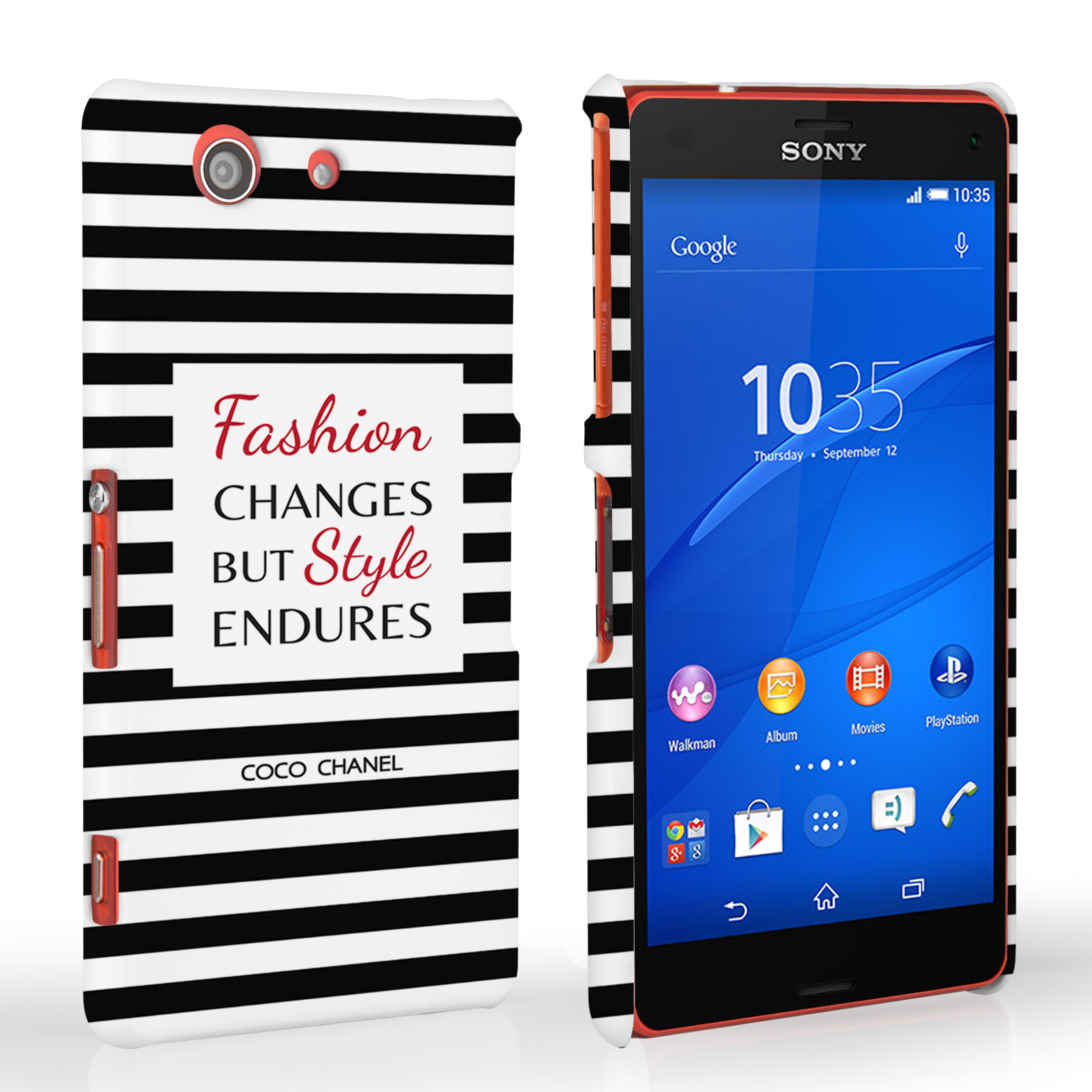 Caseflex Sony Xperia Z3 Compact Chanel ‘Fashion Changes’ Quote Case – Black and White