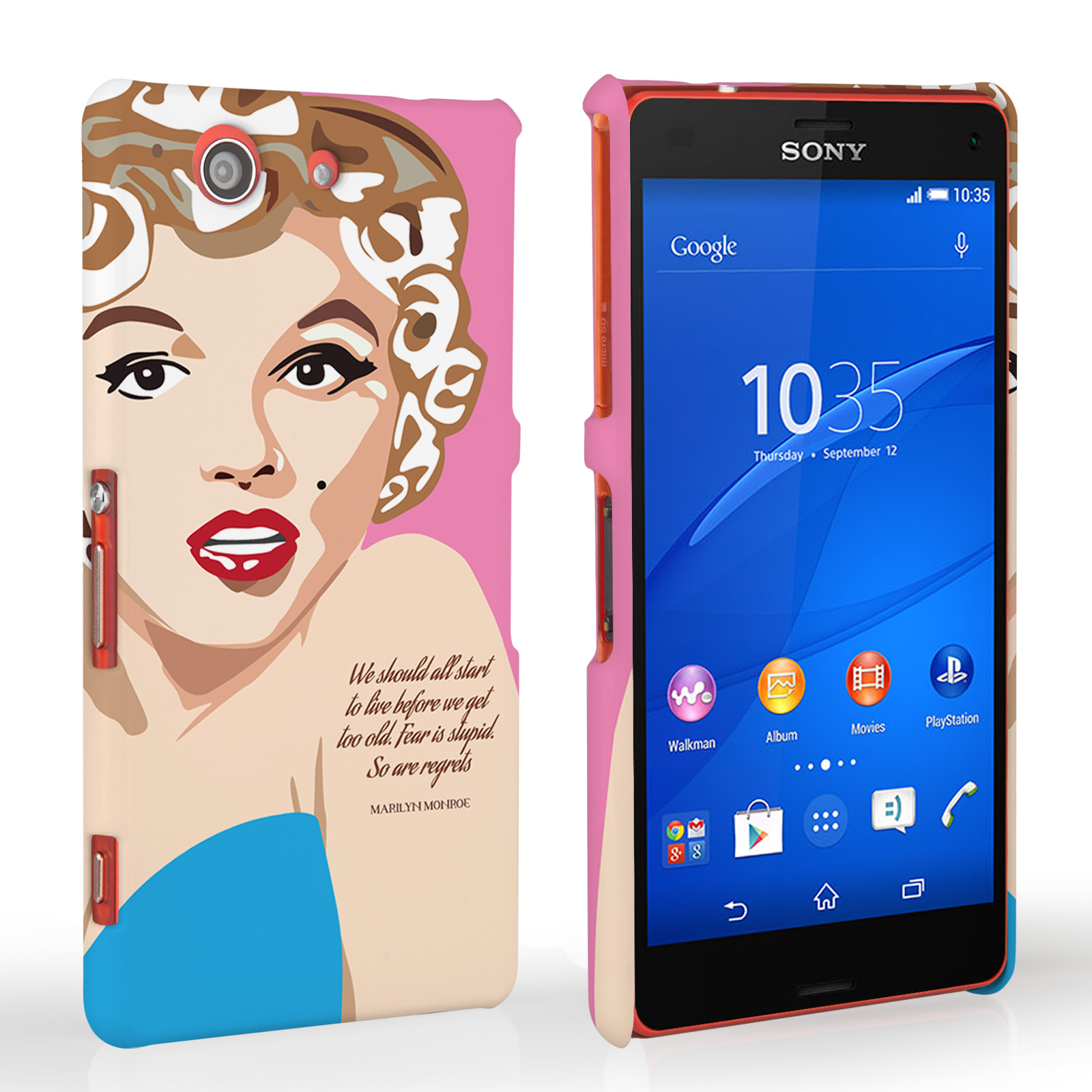 Caseflex Sony Xperia Z3 Compact Marilyn Monroe ‘Fear is Stupid’ Quote Case