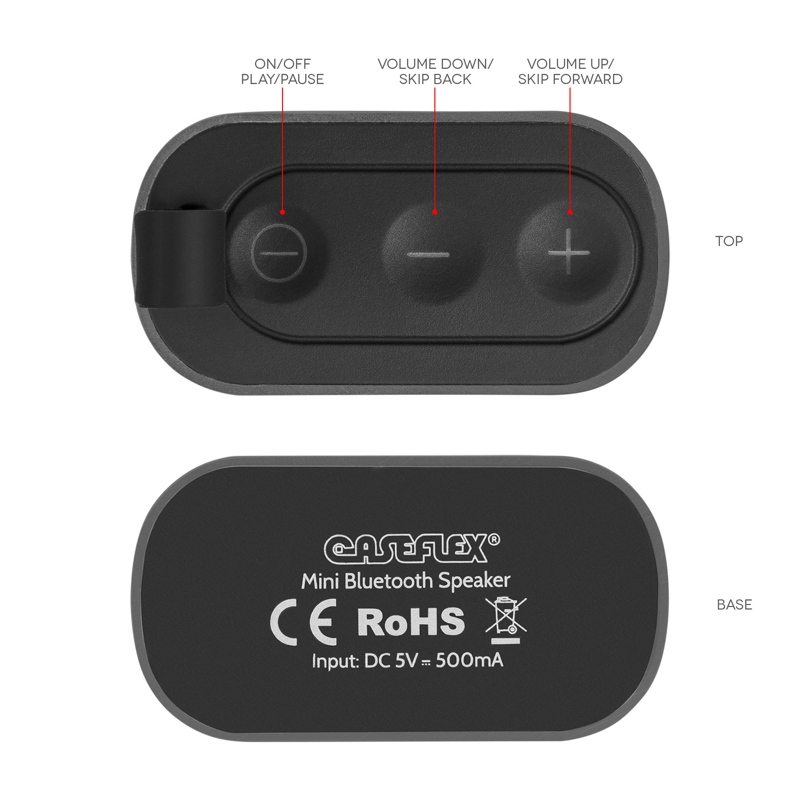 Caseflex Wireless Mini Bluetooth Speaker - Gunmetal