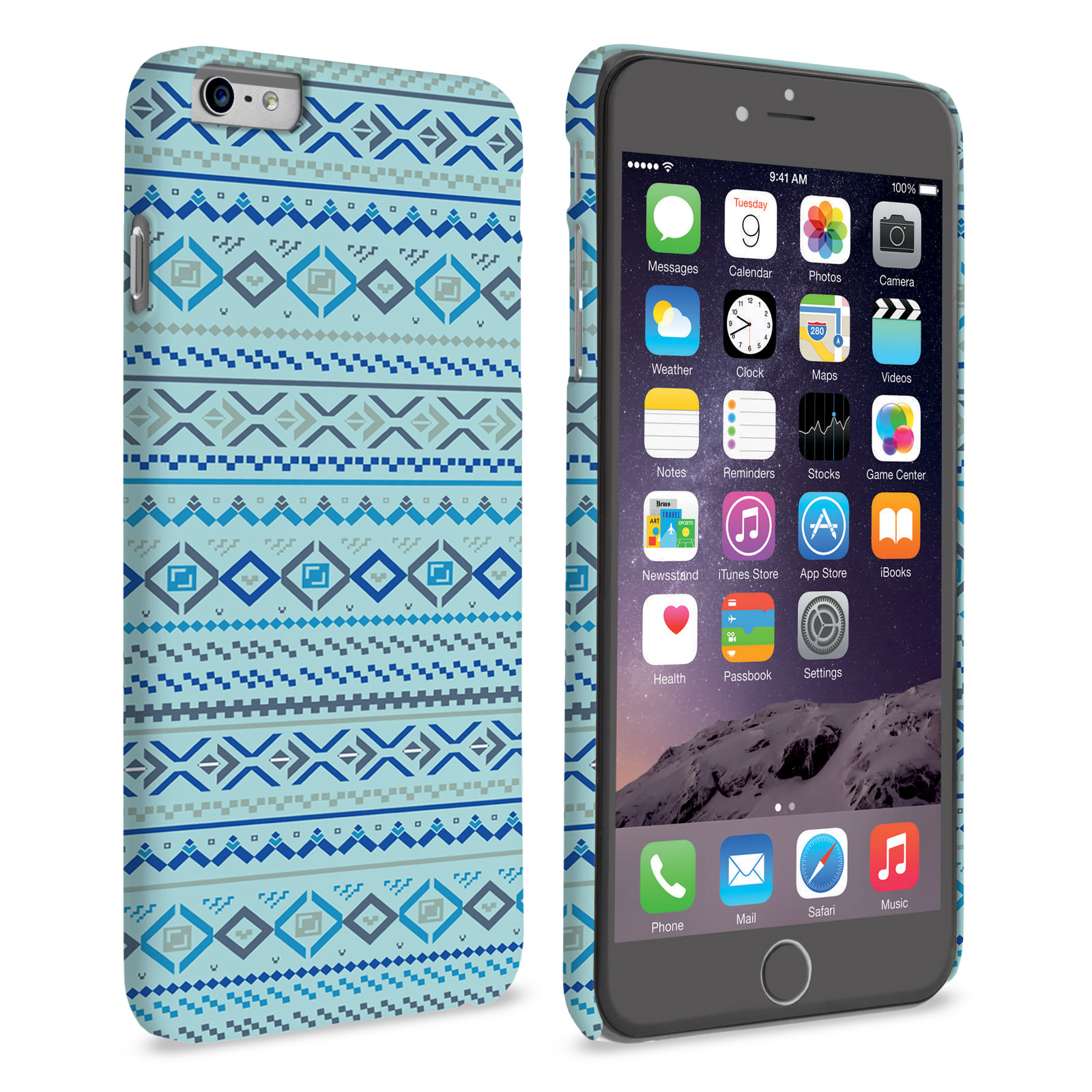 Caseflex iPhone 6 and 6s Plus Fairisle Case – Blue with Blue Background