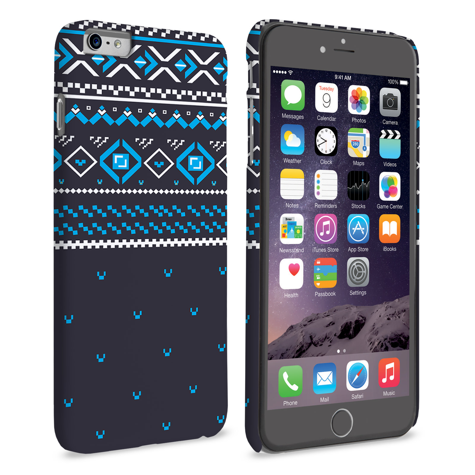 Caseflex iPhone 6 and 6s Plus Fairisle Case – Grey and Blue Half Pattern