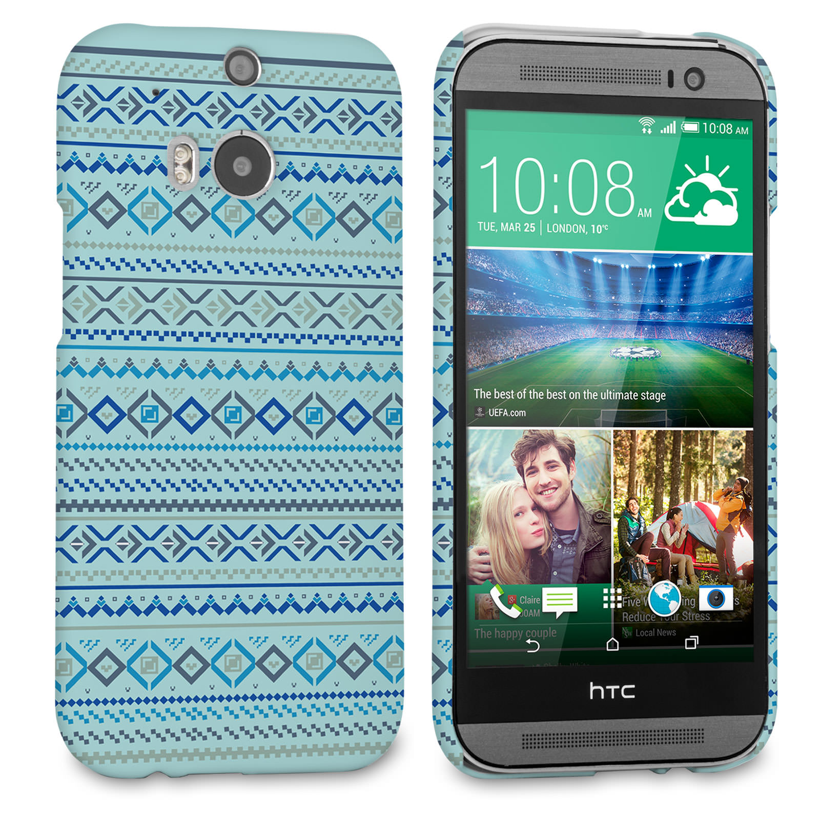 Caseflex HTC One M8 Fairisle Case – Blue with Blue Background