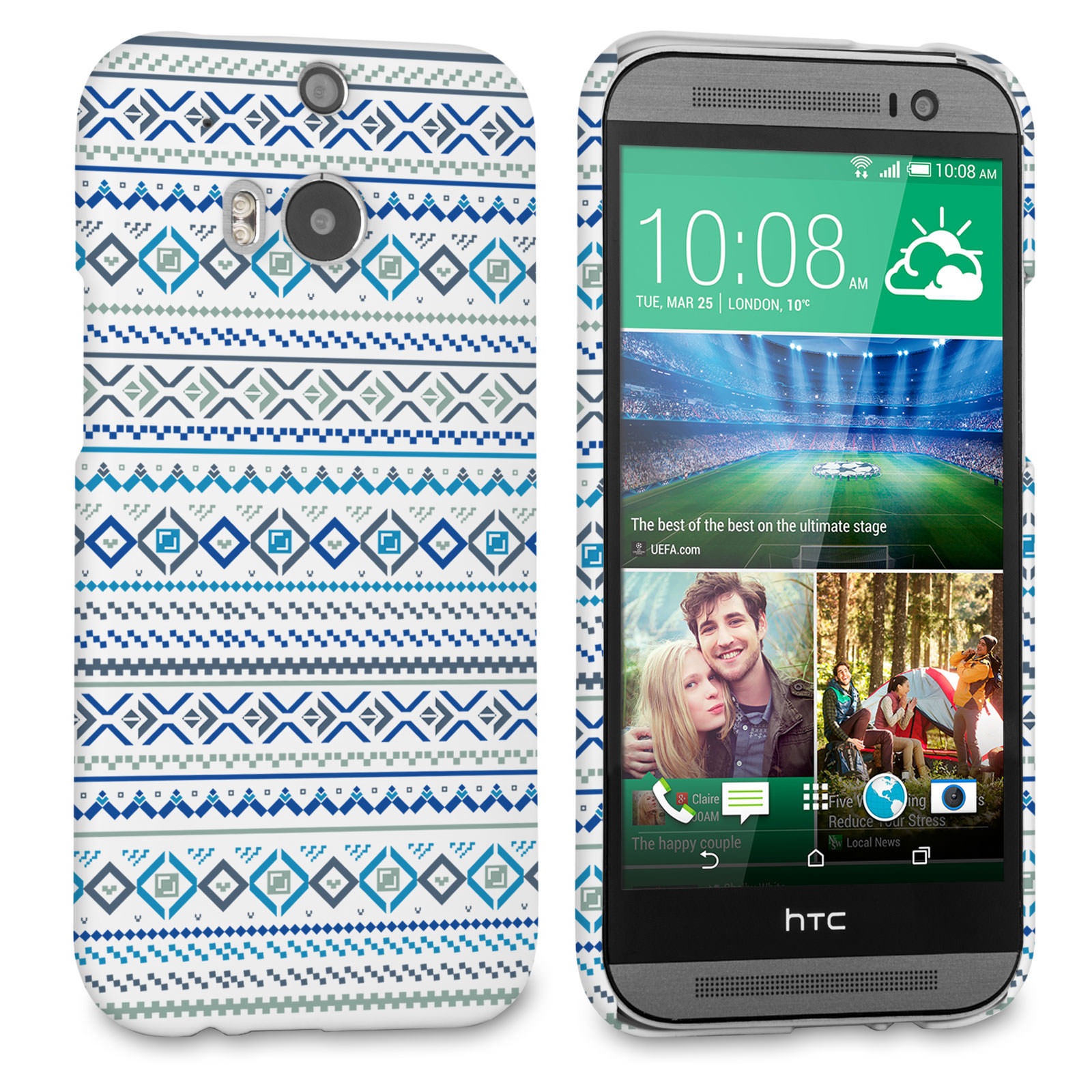 Caseflex HTC One M8 Fairisle Case – Blue with White Background