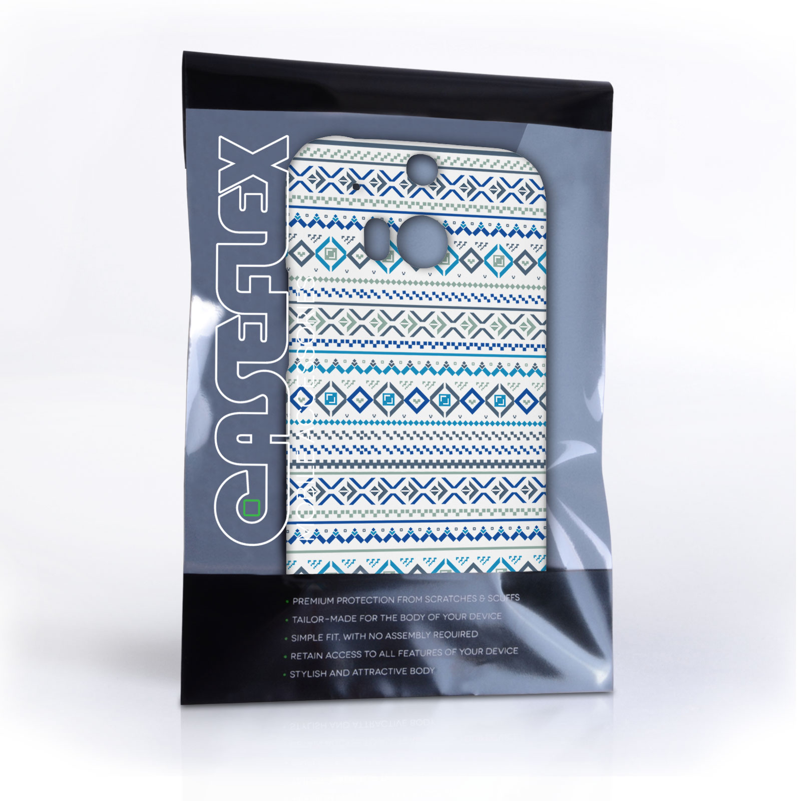 Caseflex HTC One M8 Fairisle Case – Blue with White Background
