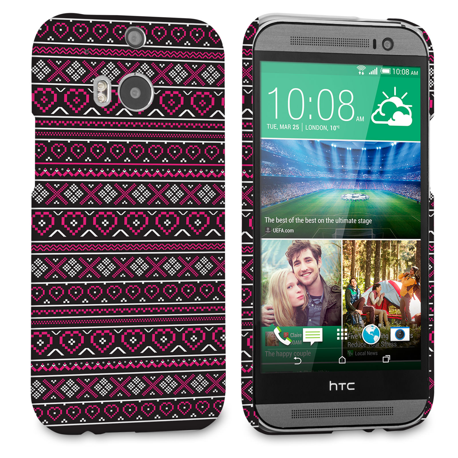 Caseflex HTC One M8 Fairisle Case – Pink and Black