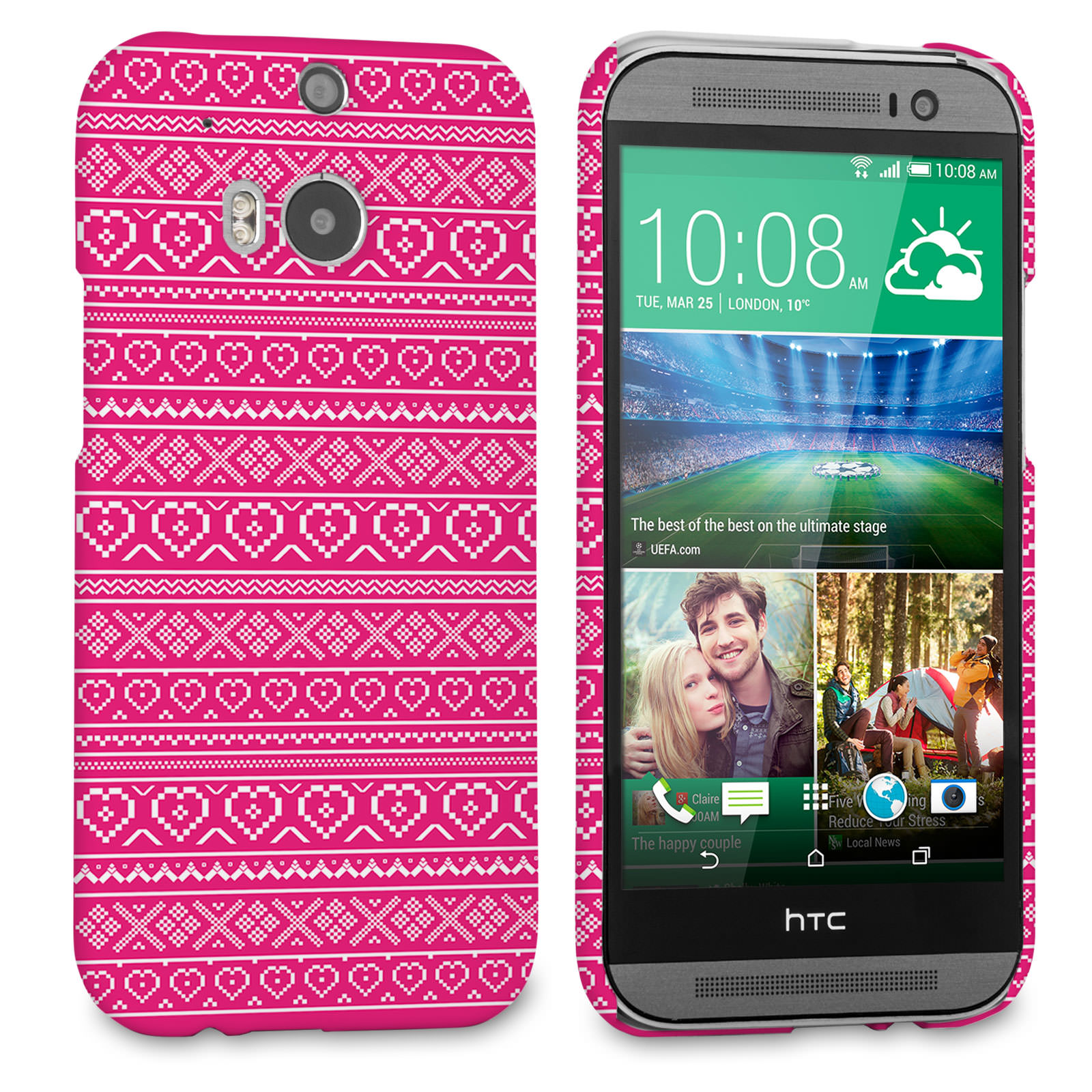 Caseflex HTC One M8 Fairisle Case – Pink and White
