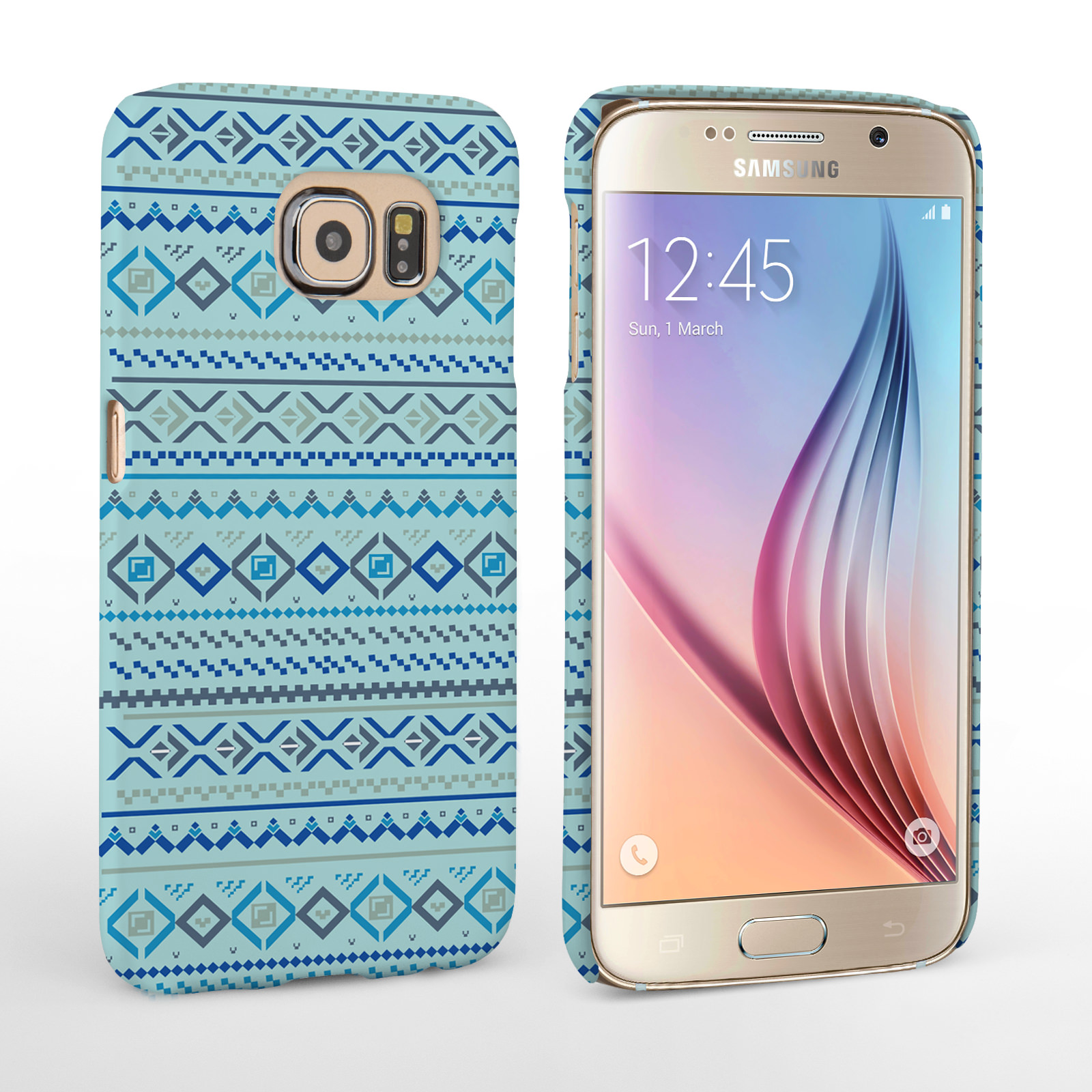 Caseflex Samsung Galaxy S6 Fairisle Case – Blue with Blue Background