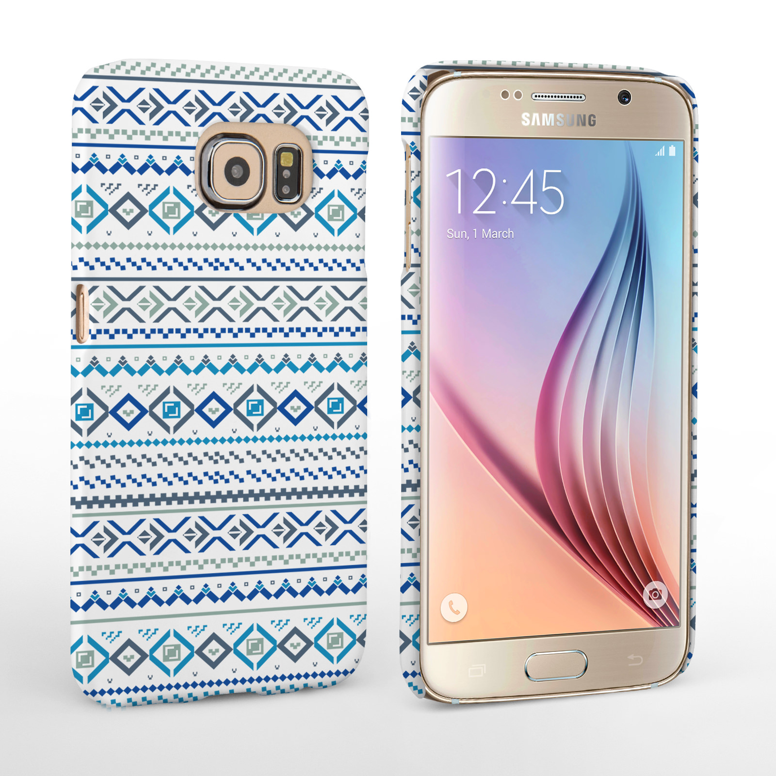 Caseflex Samsung Galaxy S6 Fairisle Case – Blue with White Background