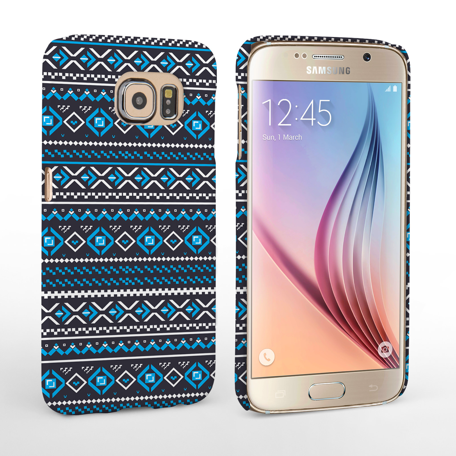 Caseflex Samsung Galaxy S6 Fairisle Case – Grey with Blue Background