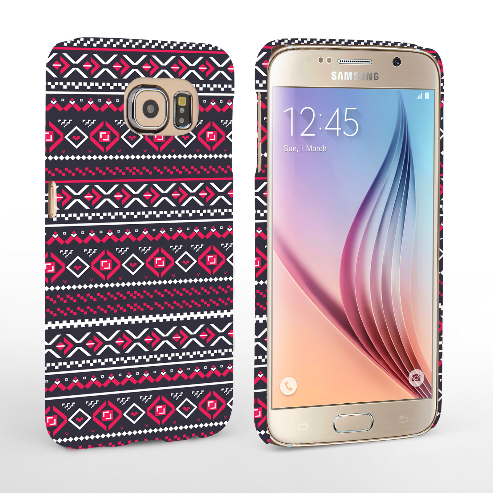 Caseflex Samsung Galaxy S6 Fairisle Case – Grey with Red Background