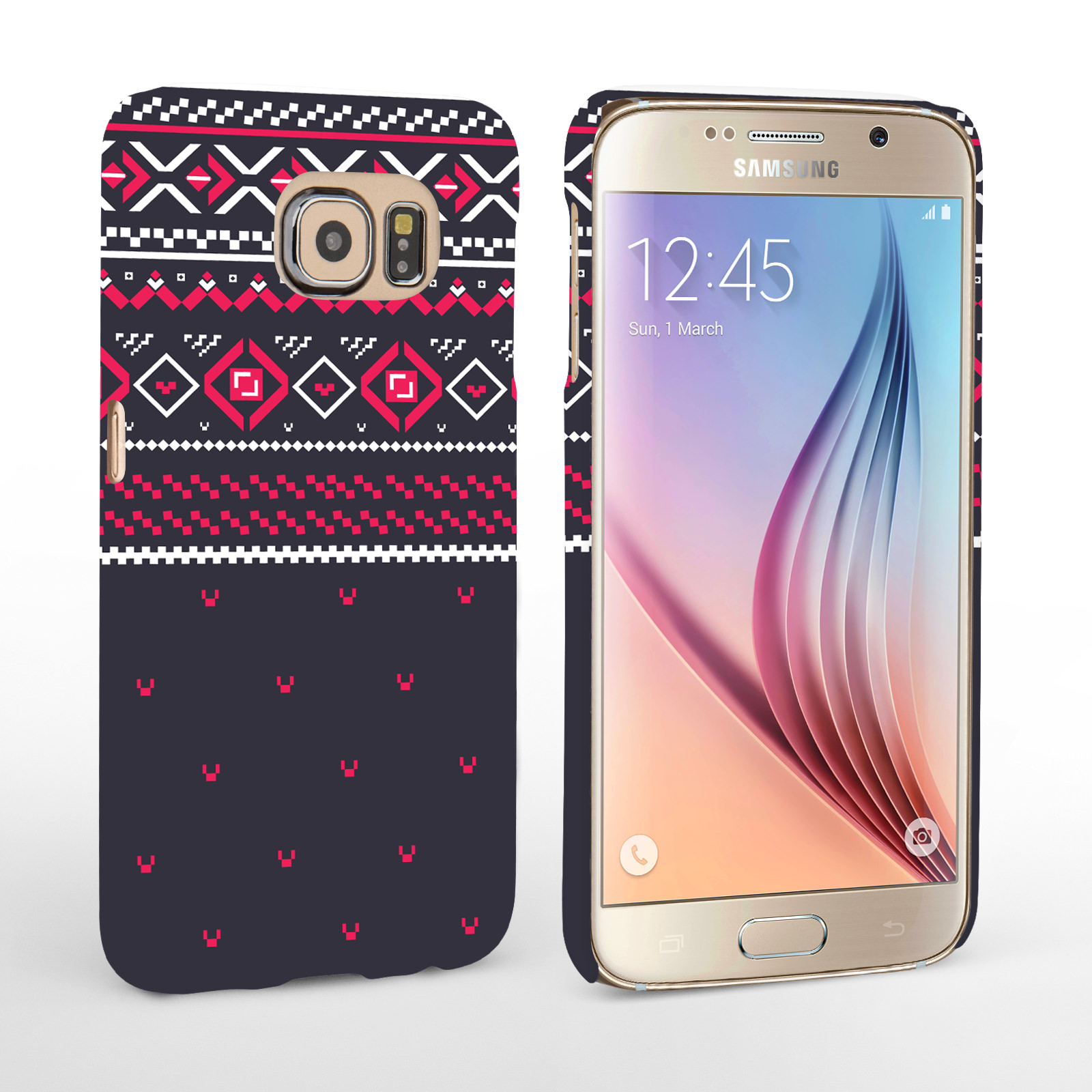 Caseflex Samsung Galaxy S6 Fairisle Case – Grey and Red Half Pattern