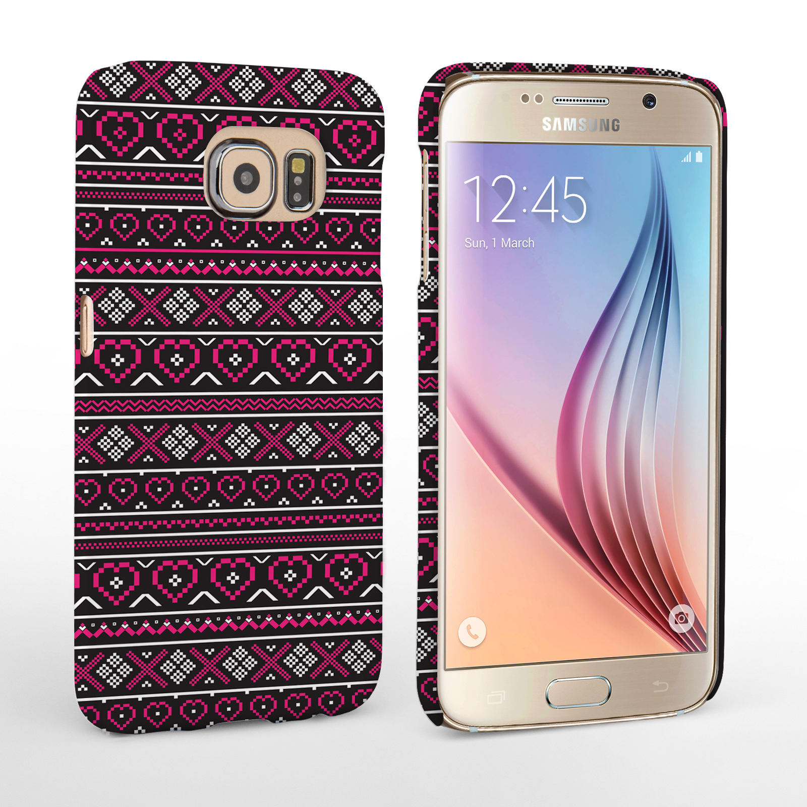 Caseflex Samsung Galaxy S6 Fairisle Case – Pink and Black