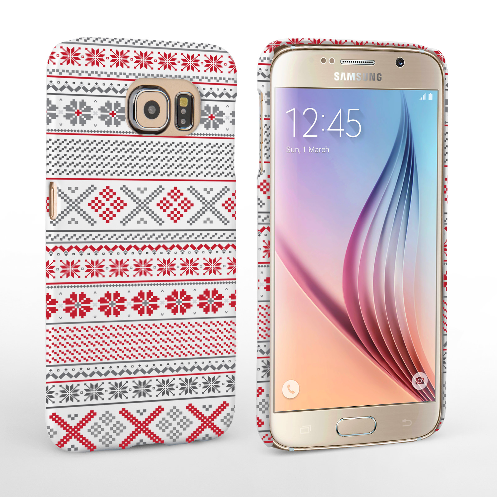 Caseflex Samsung Galaxy S6 Fairisle Case – Red, White and Grey
